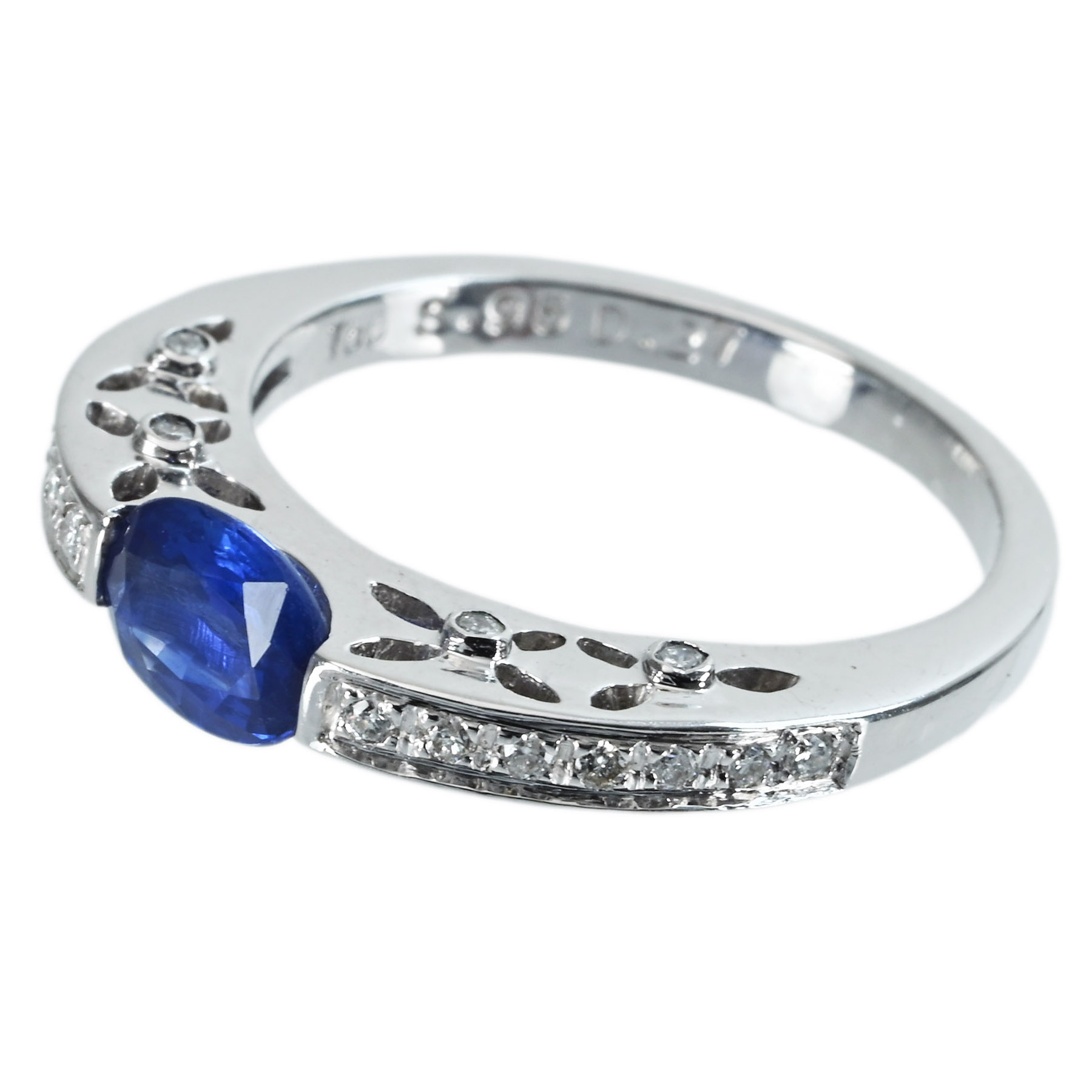 サファイアリング K18WG S0.95ct D0.27ct - 画像 (3)