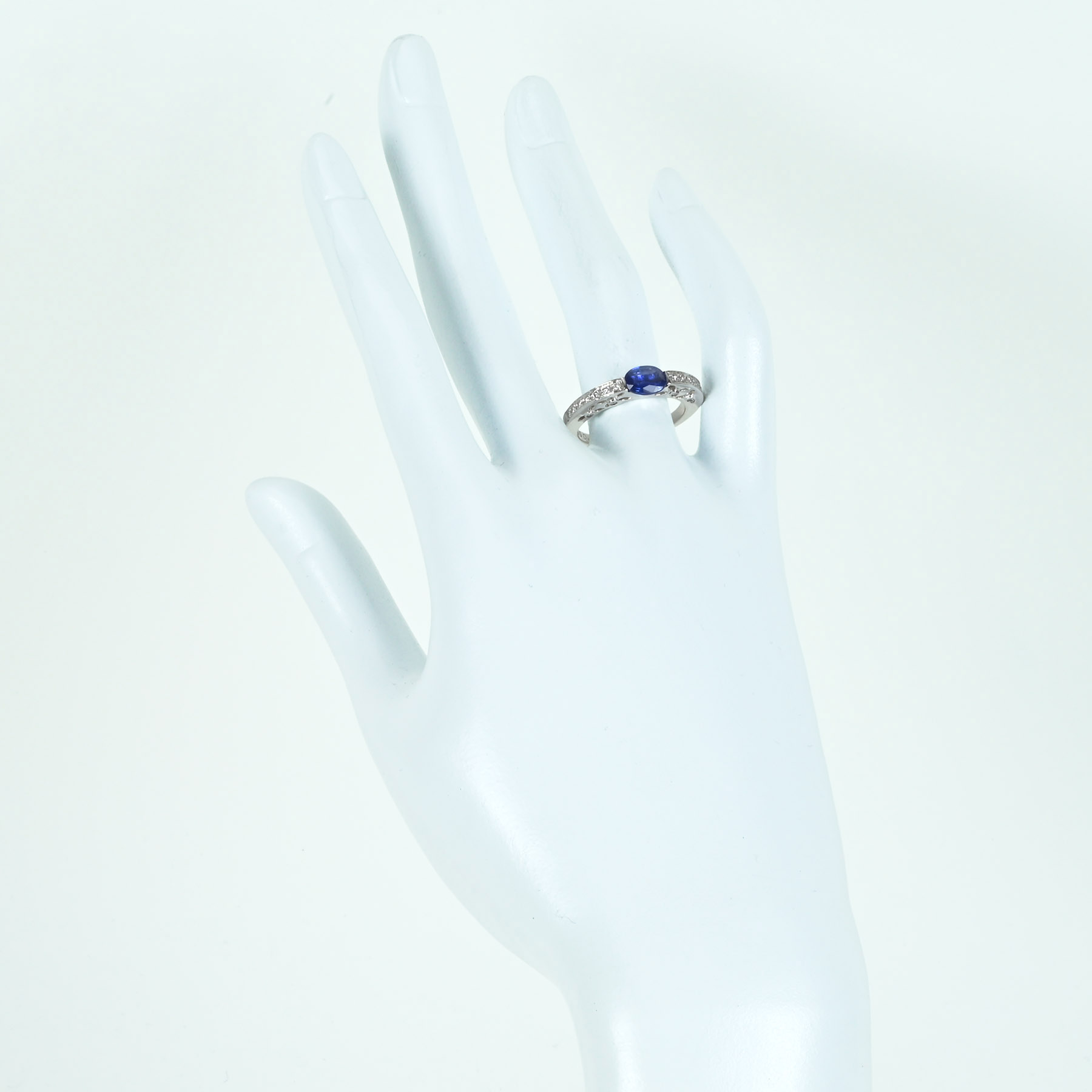 サファイアリング K18WG S0.95ct D0.27ct - 画像 (6)