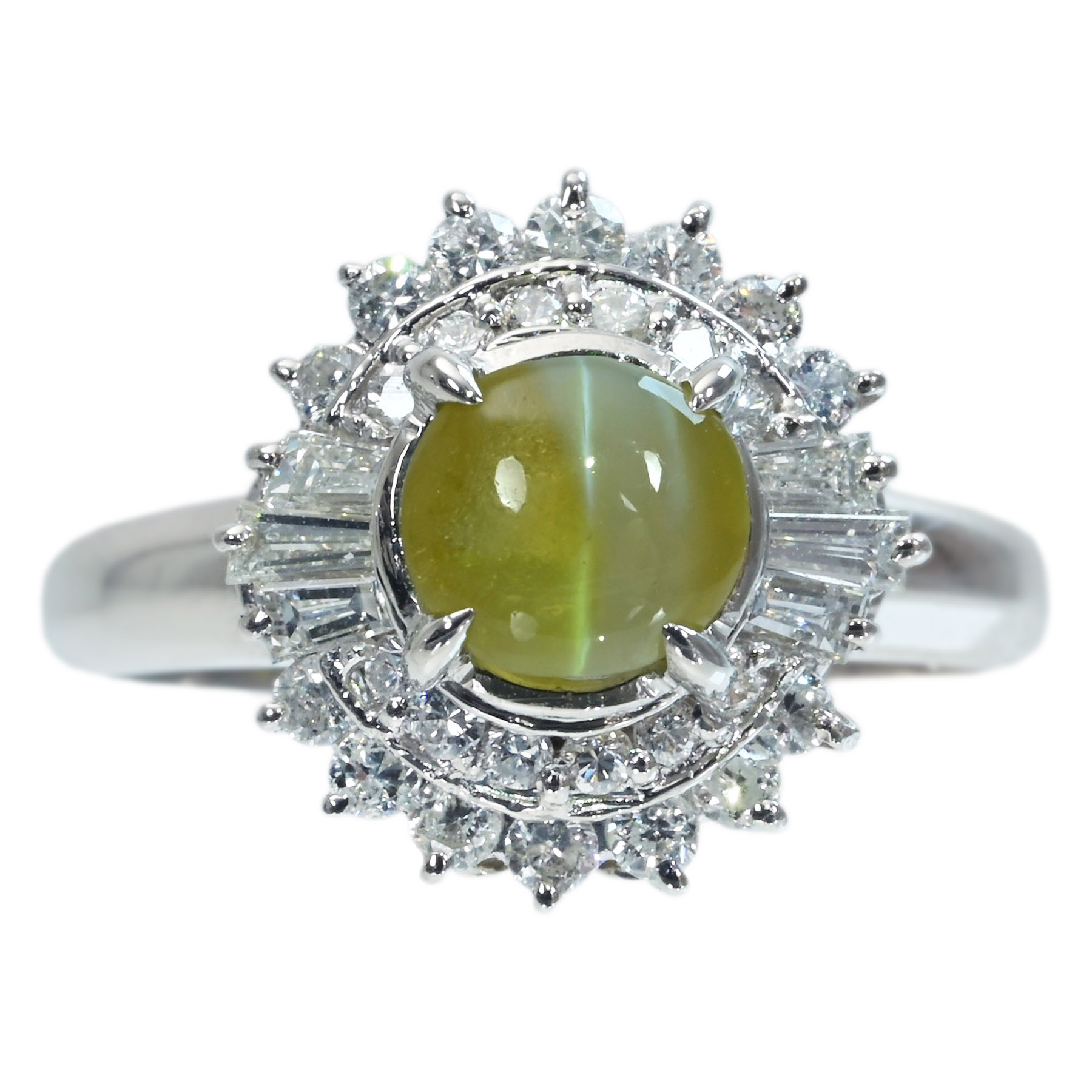 キャッツアイリング PT900 CE1.45ct D0.53ct - 画像 (2)
