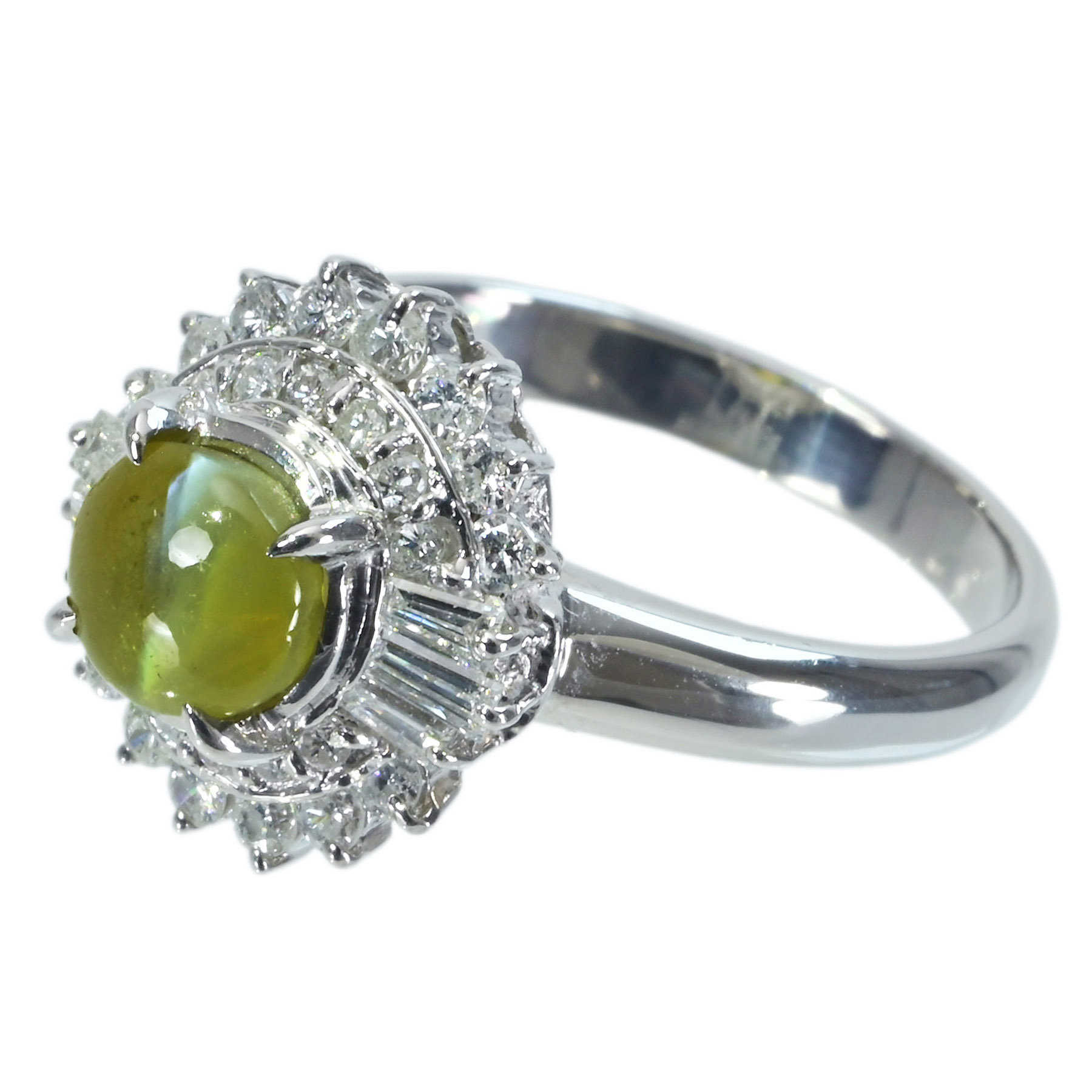 キャッツアイリング PT900 CE1.45ct D0.53ct - 画像 (3)