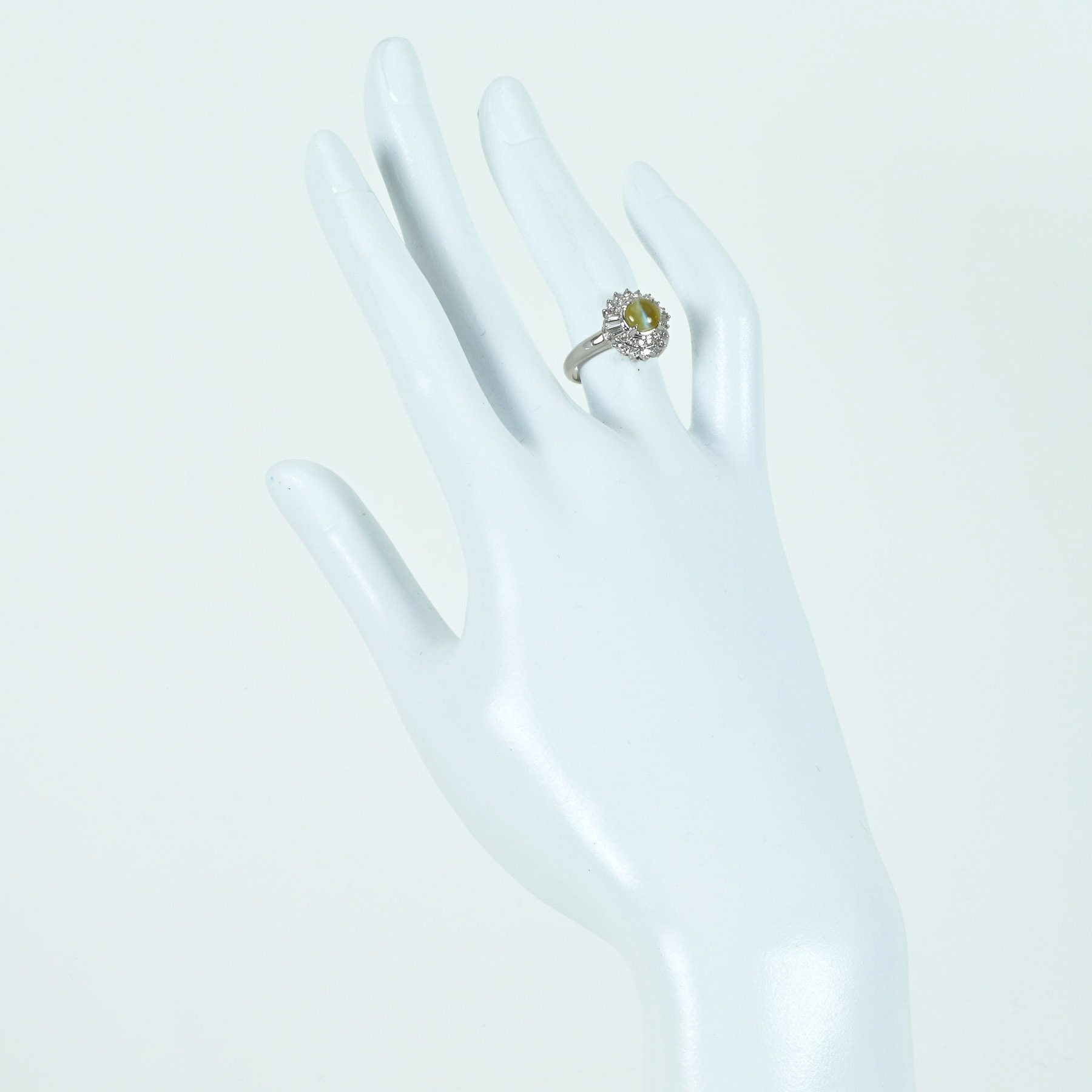 キャッツアイリング PT900 CE1.45ct D0.53ct - 画像 (6)