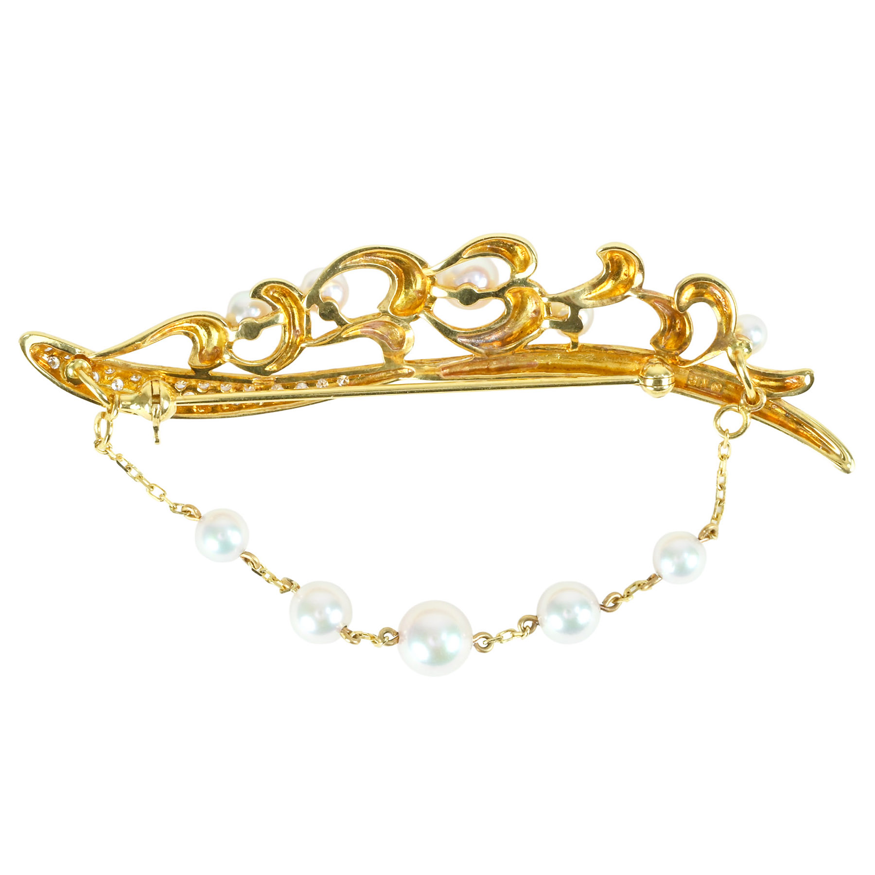 アコヤパールブローチ "MIKIMOTO" K18YG P3.5-6.5mm - 画像 (3)