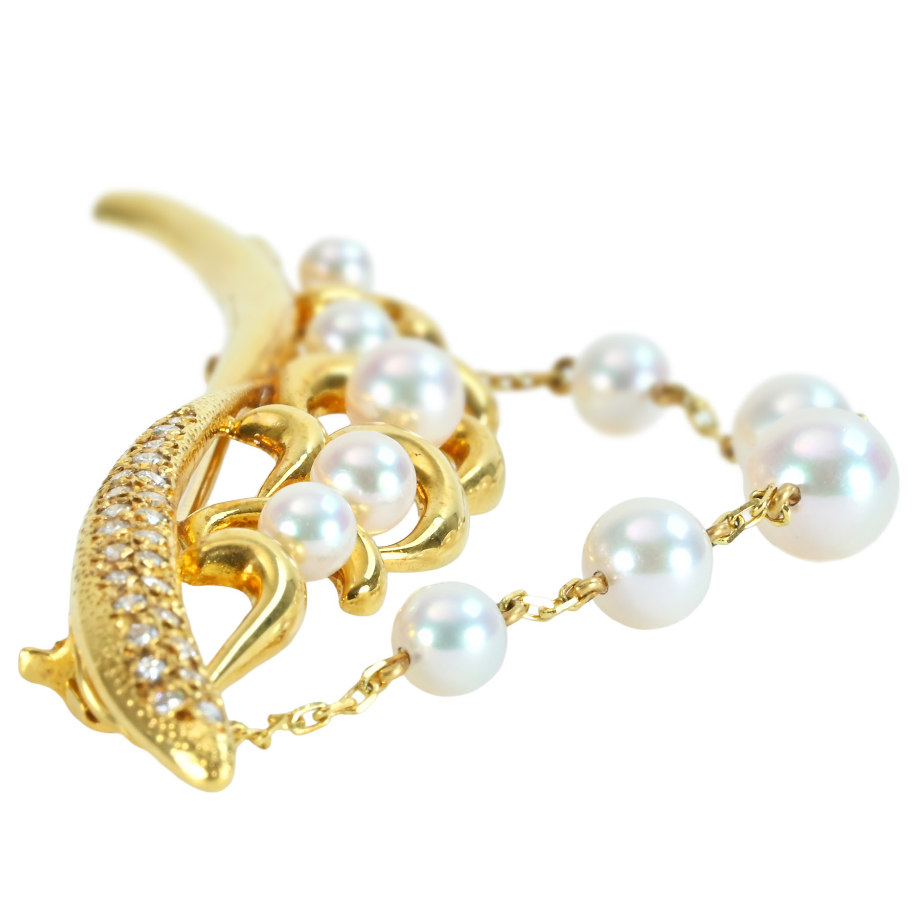 アコヤパールブローチ "MIKIMOTO" K18YG P3.5-6.5mm - 画像 (4)