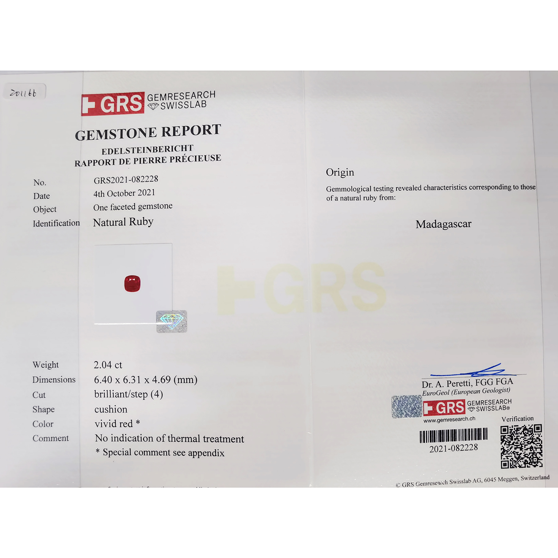 マダガスカル産ルビーリング PT900 R2.04ct D0.85ct - 画像 (7)