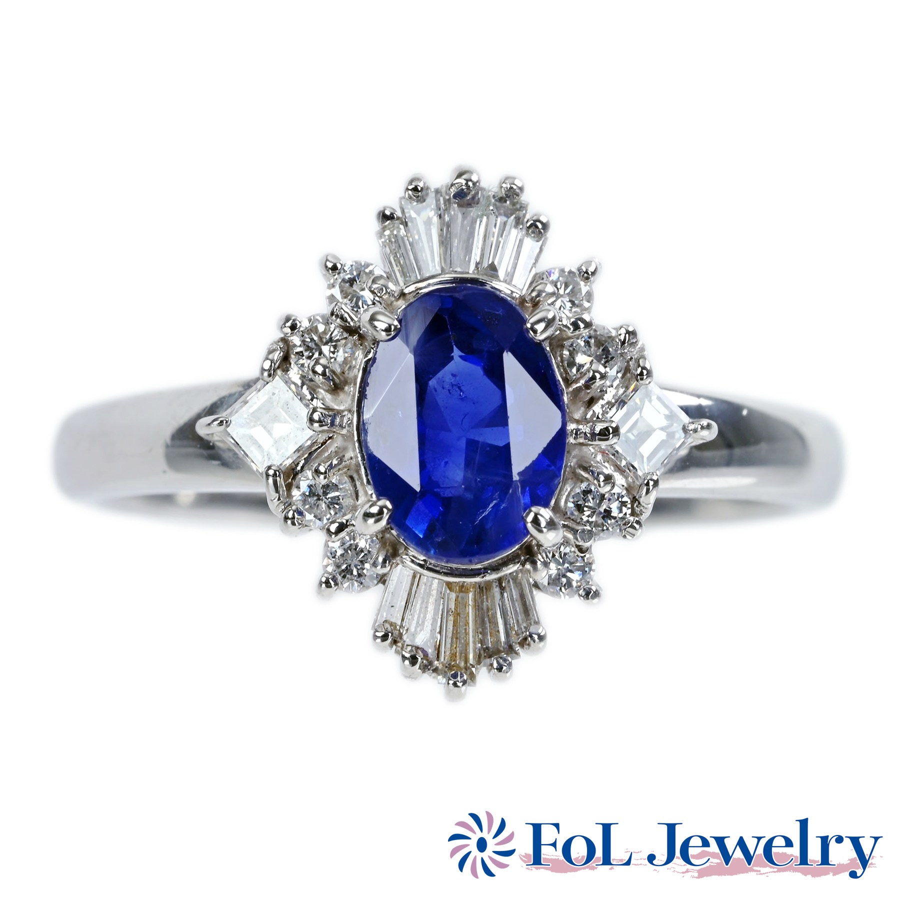 サファイアリング PT900 S1.118ct D0.41ct