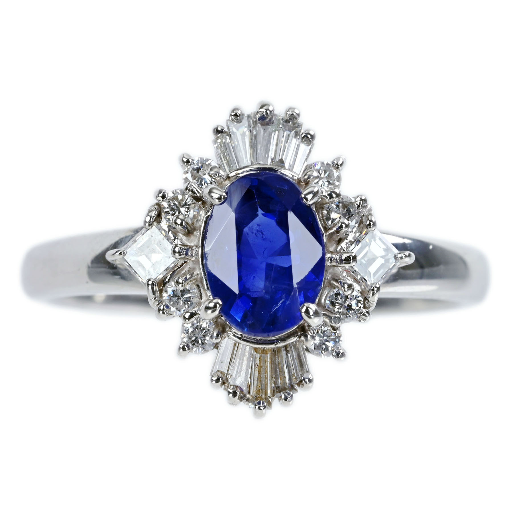 サファイアリング PT900 S1.118ct D0.41ct - 画像 (2)