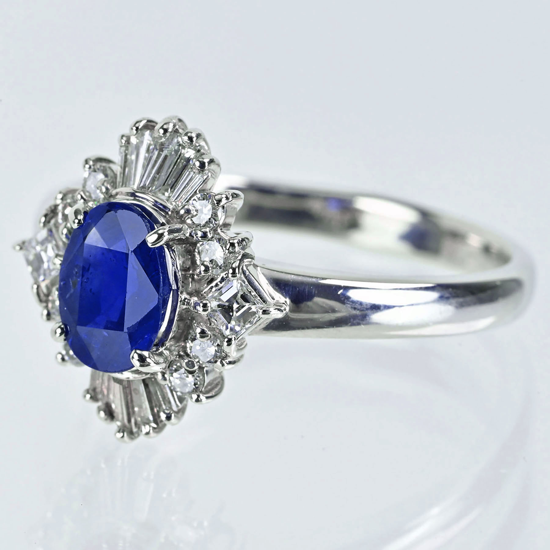 サファイアリング PT900 S1.118ct D0.41ct - 画像 (3)