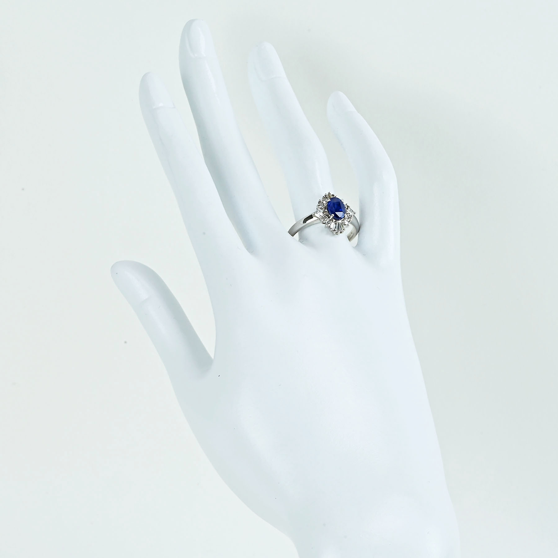 サファイアリング PT900 S1.118ct D0.41ct - 画像 (6)