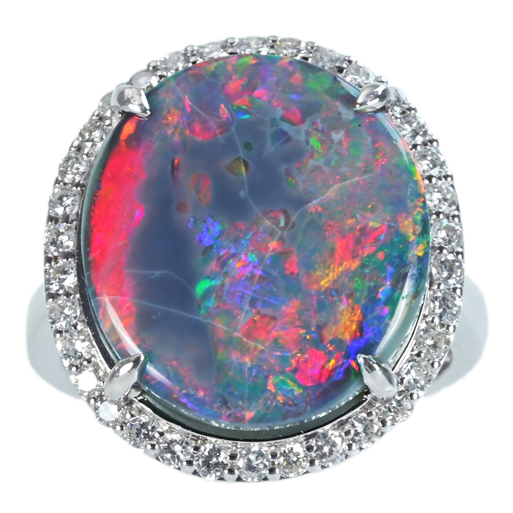 ブラックオパールリング K18WG BOP7.89ct D0.47ct - 画像 (2)