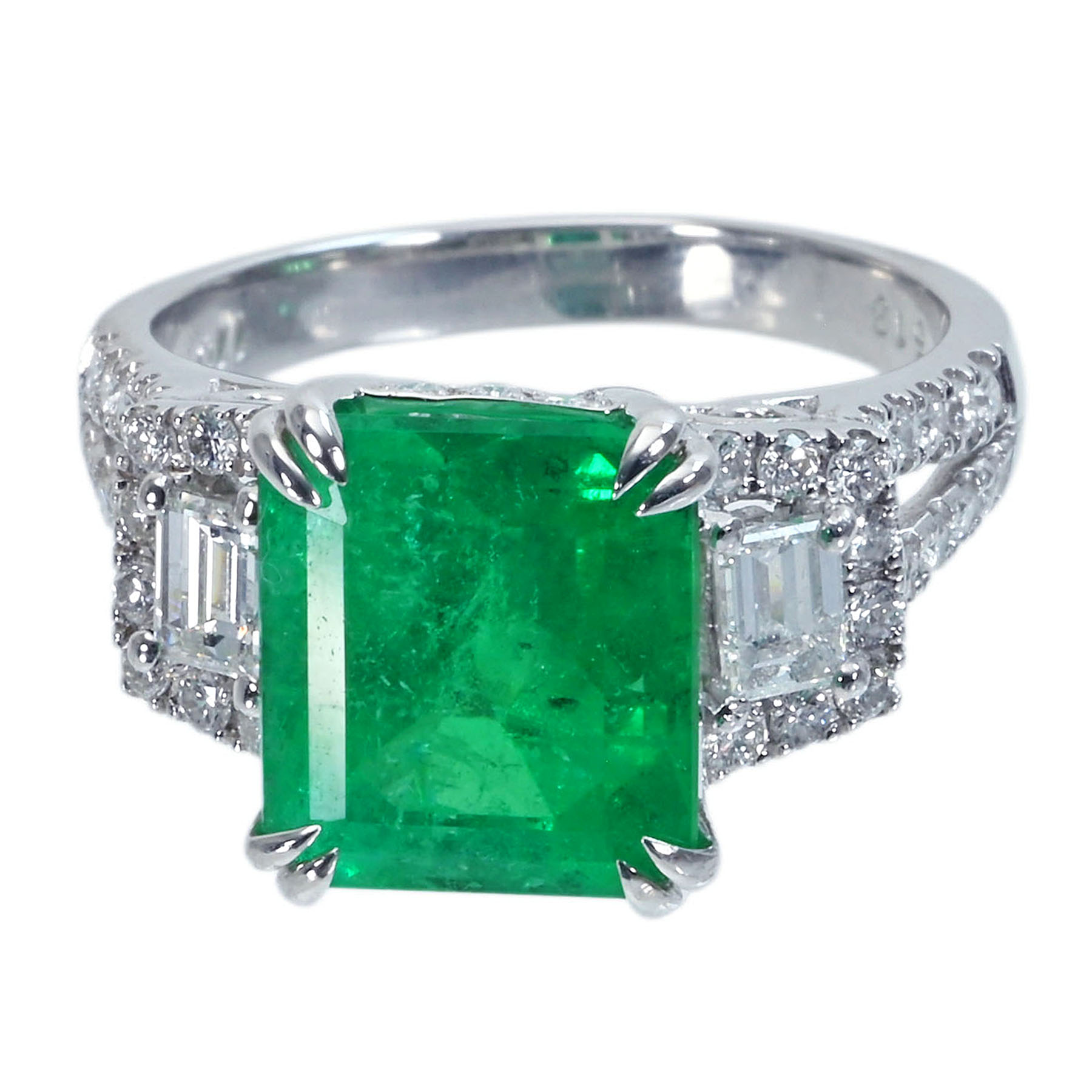 コロンビア産エメラルドリング K18WG E5.13ct D1.10ct - 画像 (2)