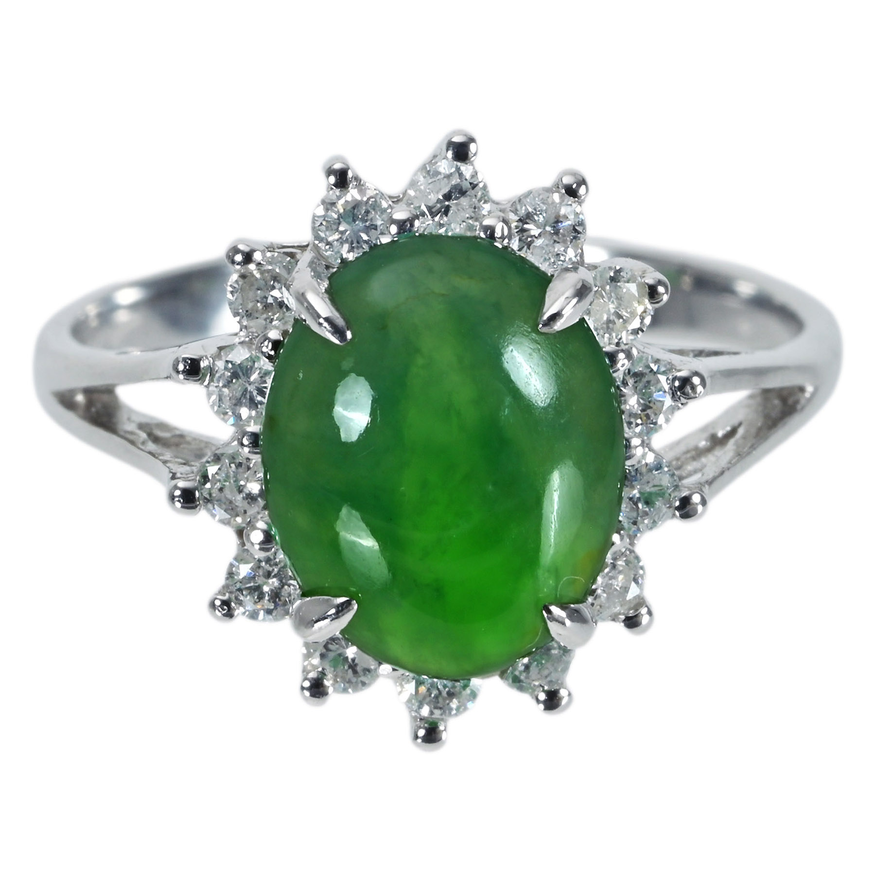 翡翠リング K18WG J2.341ct D0.43ct - 画像 (2)