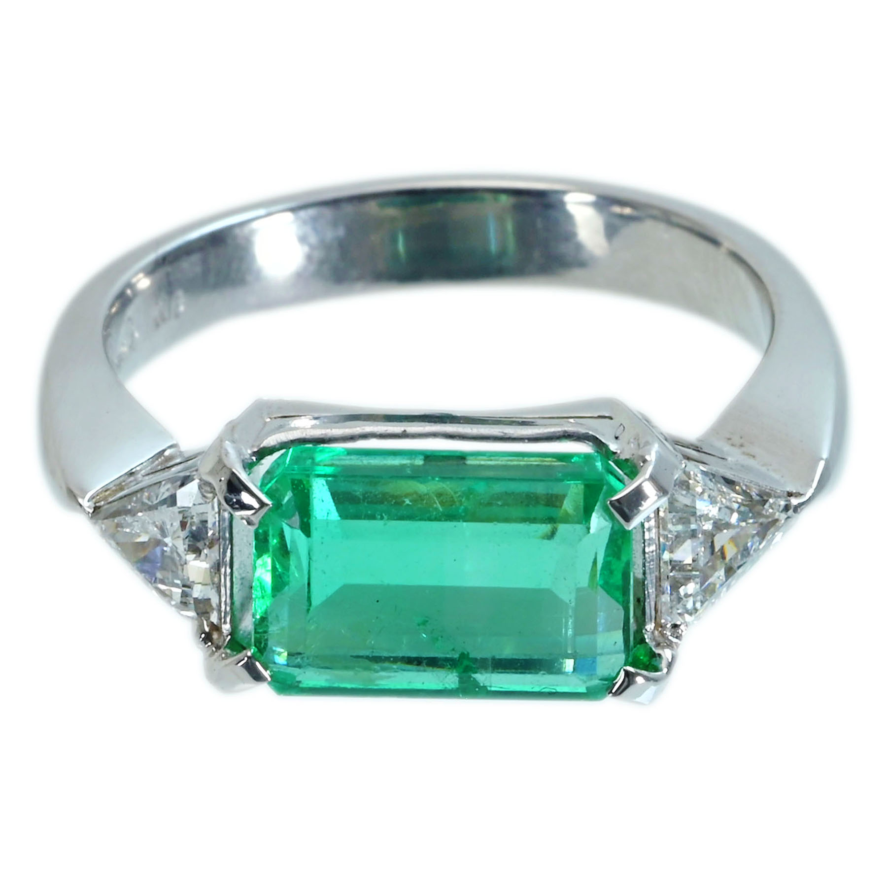 コロンビア産エメラルドリング PT900/K18WG E3.06ct D0.48ct - 画像 (2)