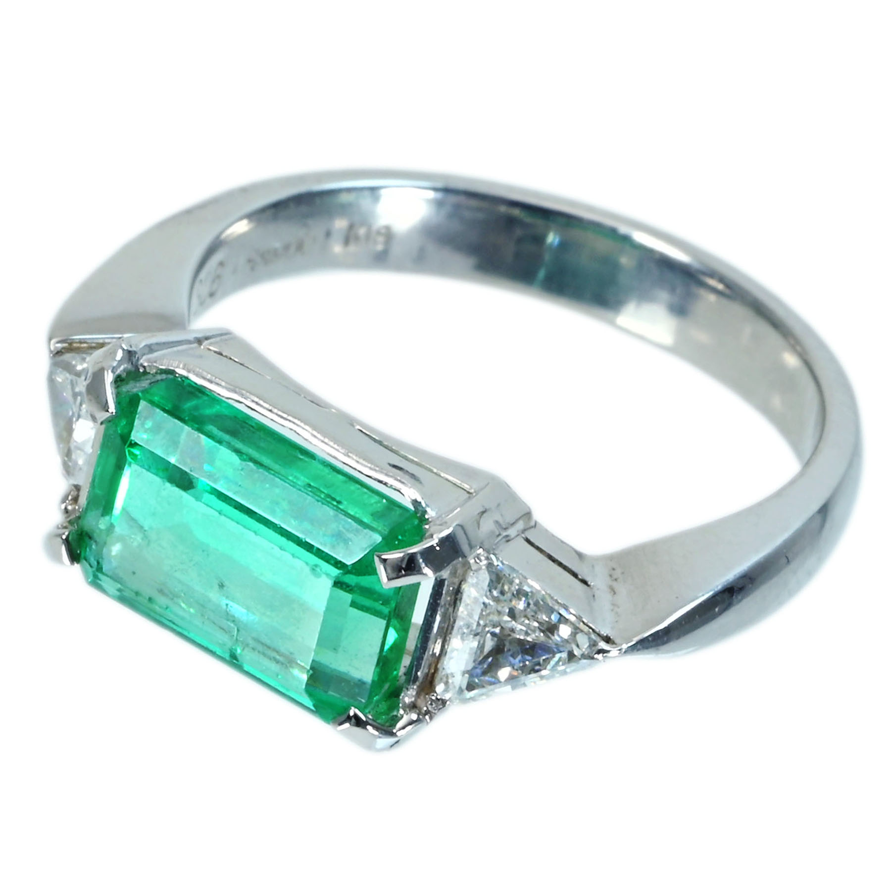 コロンビア産エメラルドリング PT900/K18WG E3.06ct D0.48ct - 画像 (3)