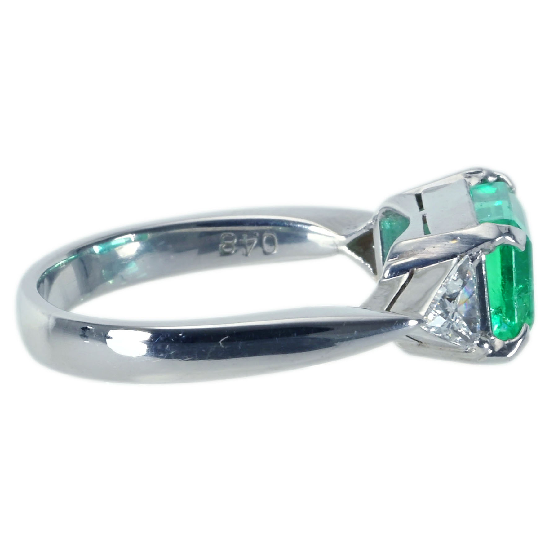 コロンビア産エメラルドリング PT900/K18WG E3.06ct D0.48ct - 画像 (4)