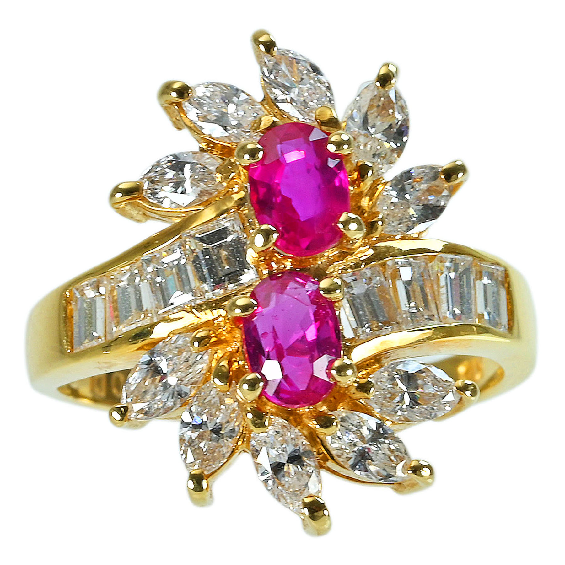 ルビーリング K18YG R0.90ct D1.40ct - 画像 (2)