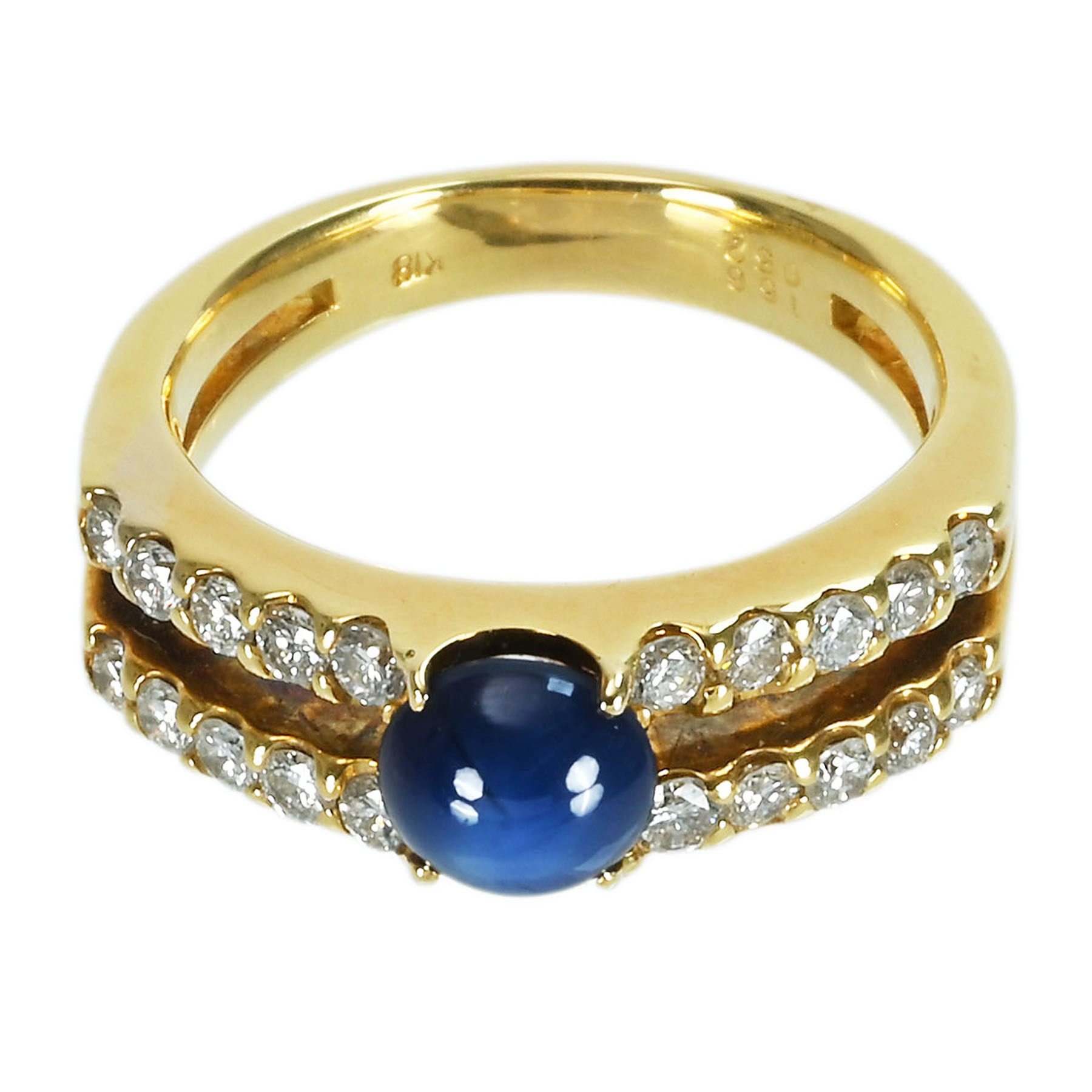 スターサファイアリング K18YG SS1.56ct D0.52ct - 画像 (2)