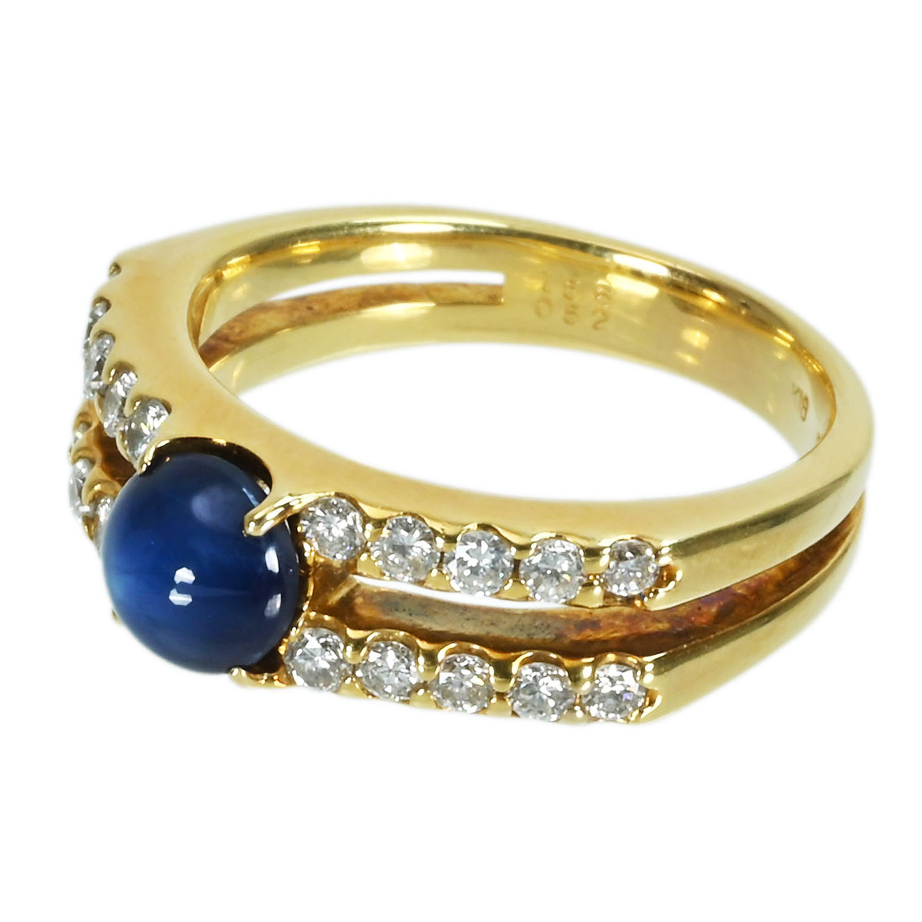 スターサファイアリング K18YG SS1.56ct D0.52ct - 画像 (3)