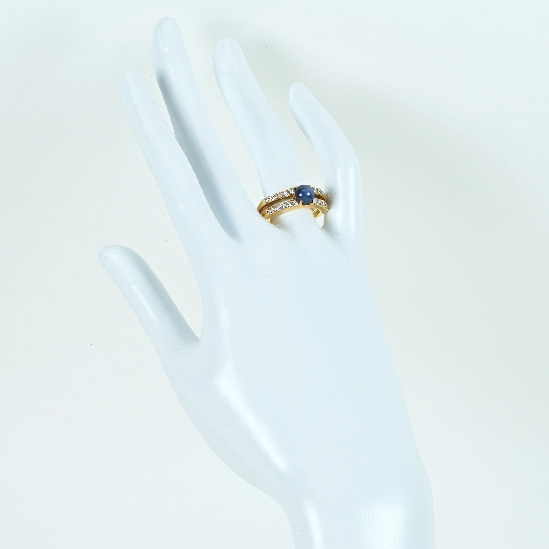 スターサファイアリング K18YG SS1.56ct D0.52ct - 画像 (6)