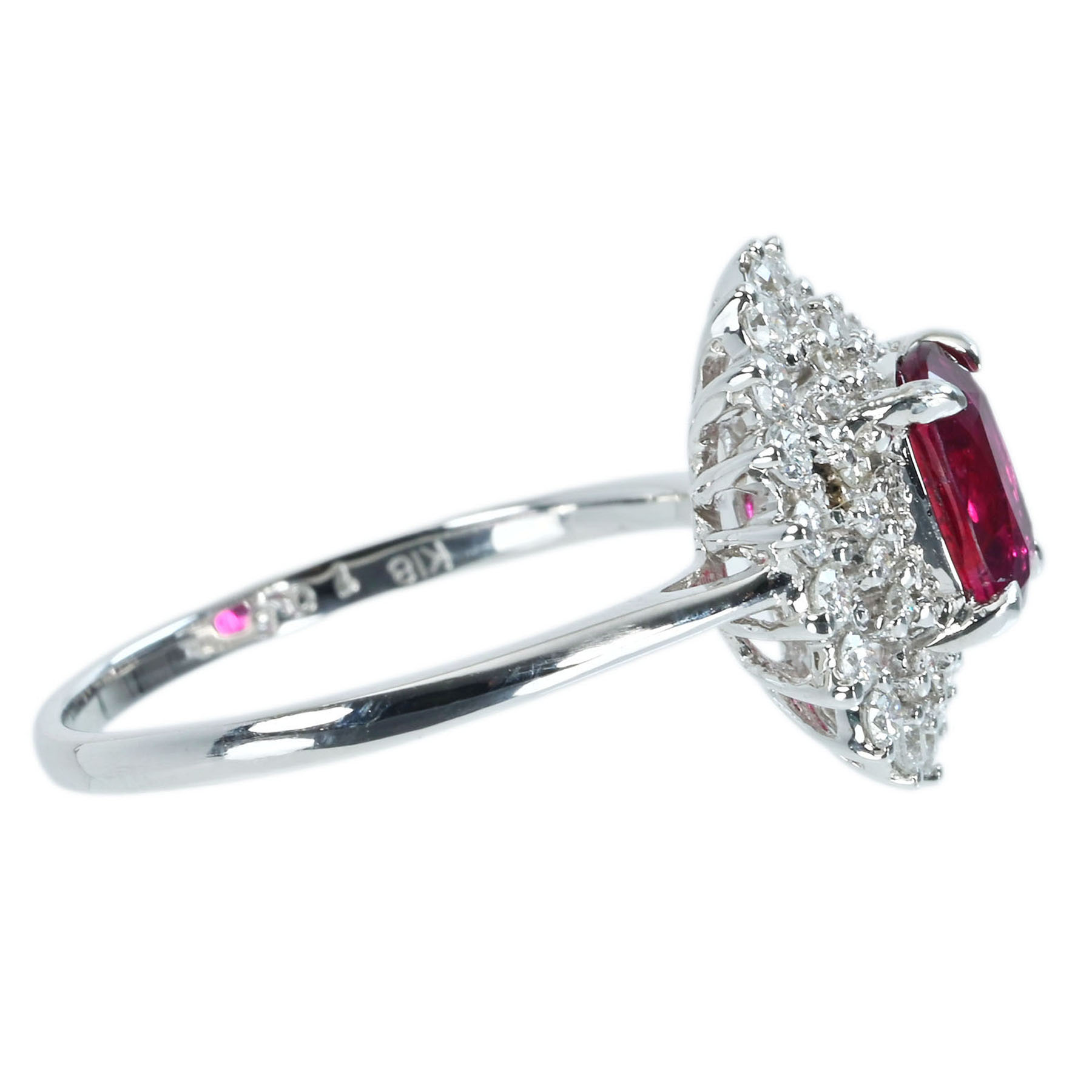 ミャンマー産ルビーリング K18WG R1.05ct D0.50ct - 画像 (4)