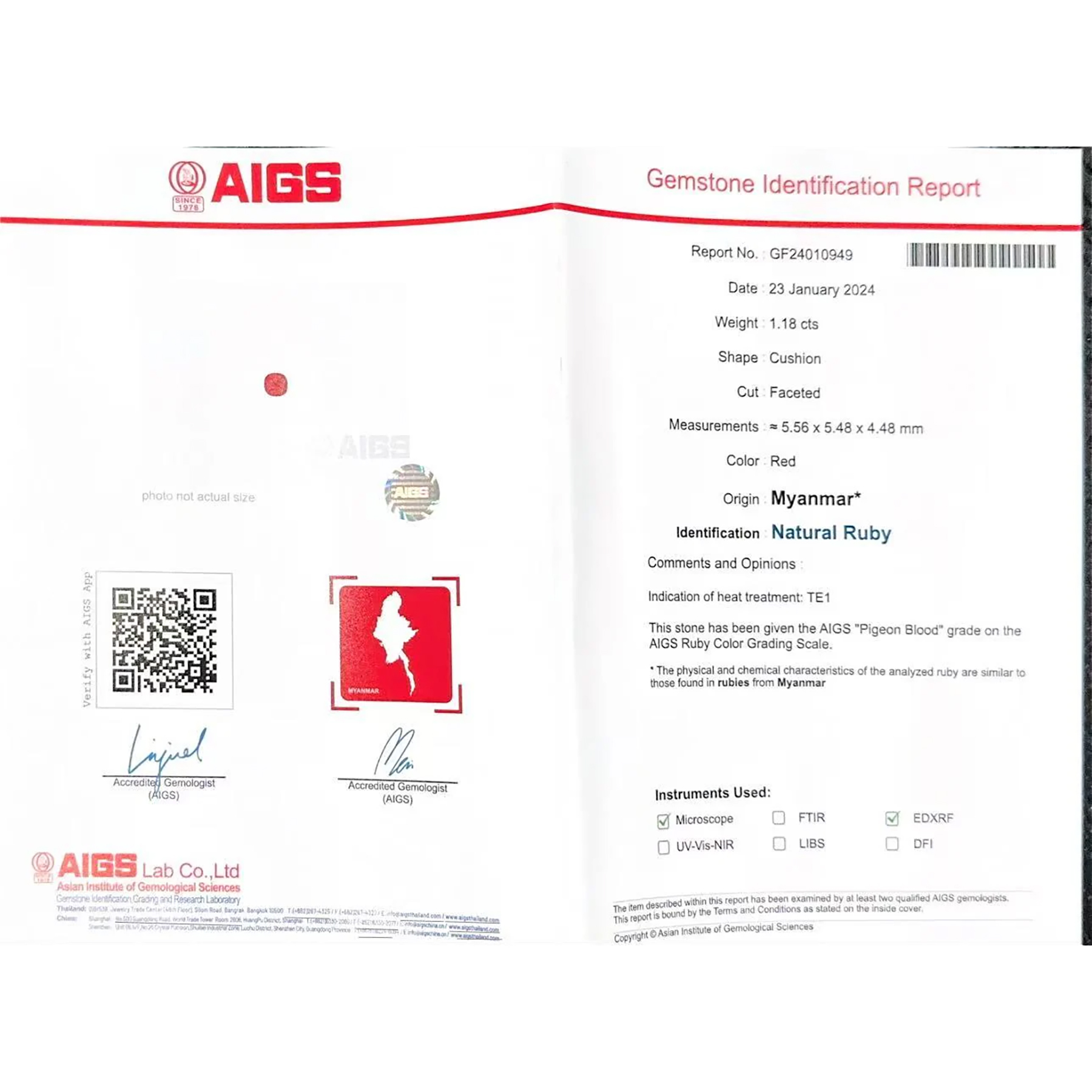 ミャンマー産ルビーリング K18WG R1.05ct D0.50ct - 画像 (7)