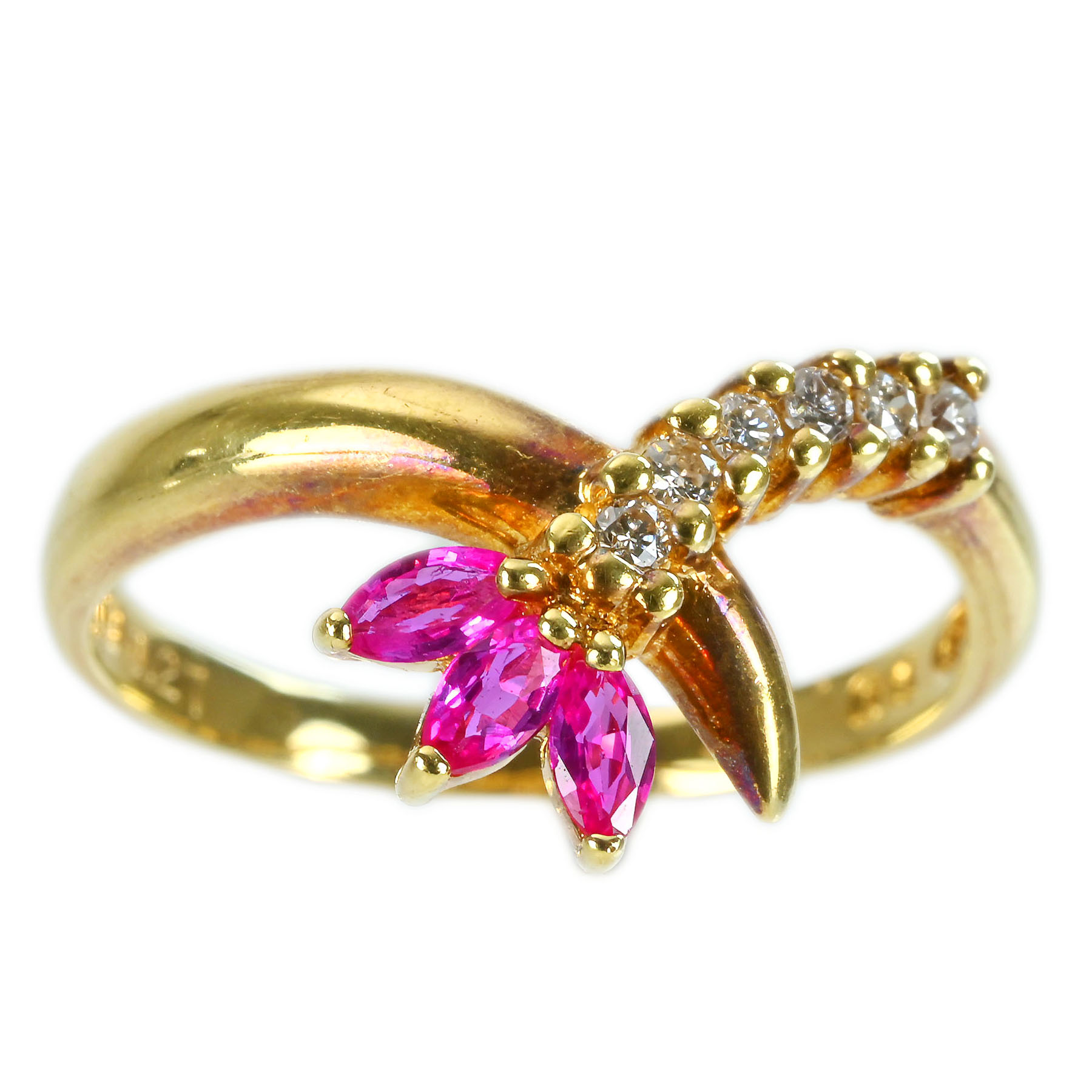 ルビーリング K18YG R0.27ct D0.10ct - 画像 (2)