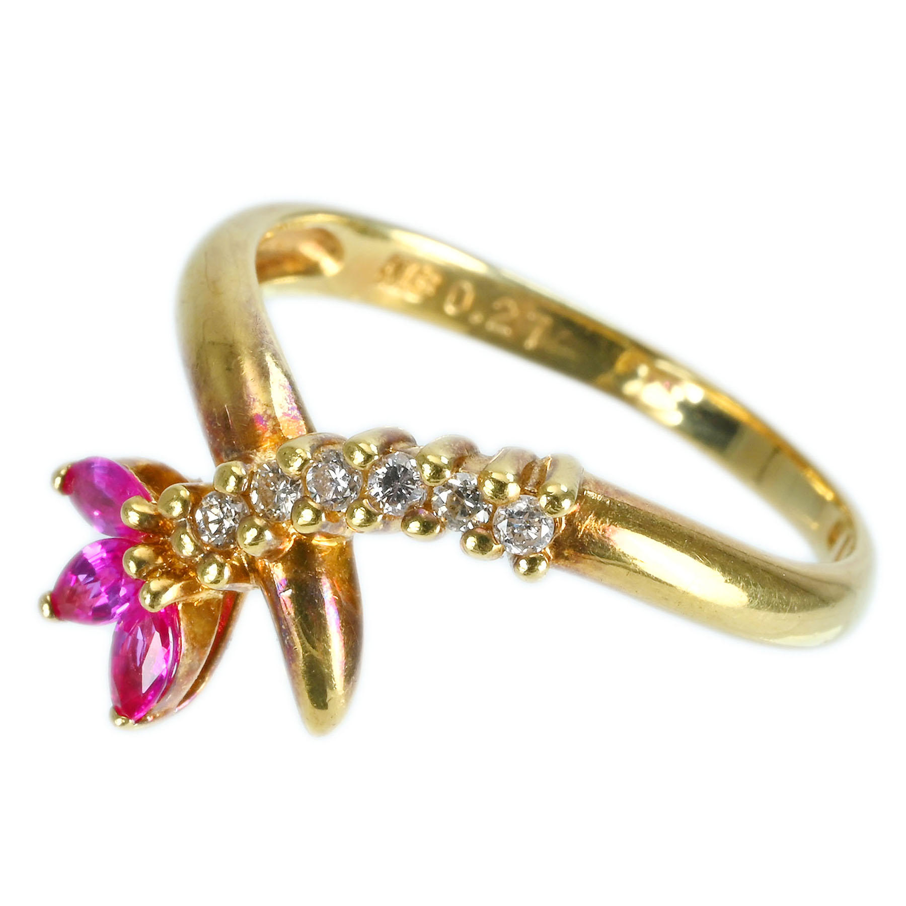 ルビーリング K18YG R0.27ct D0.10ct - 画像 (3)