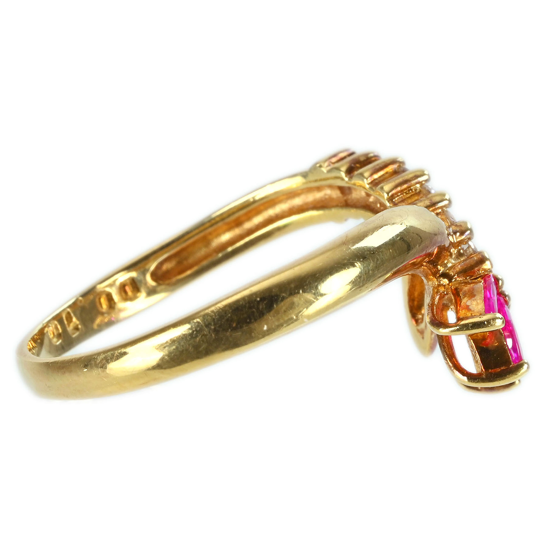 ルビーリング K18YG R0.27ct D0.10ct - 画像 (4)