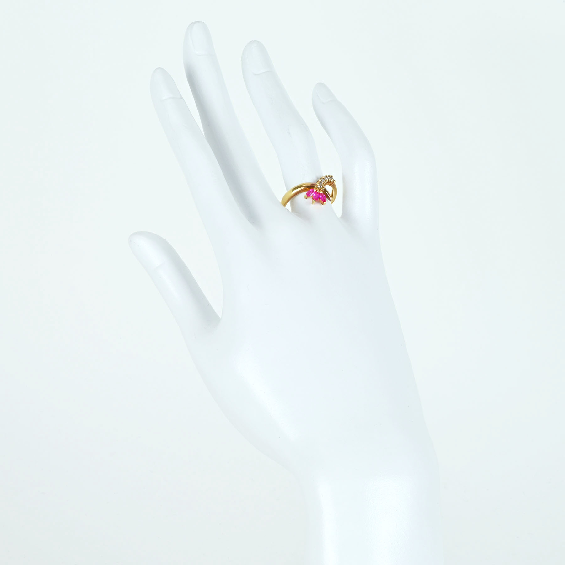 ルビーリング K18YG R0.27ct D0.10ct - 画像 (6)