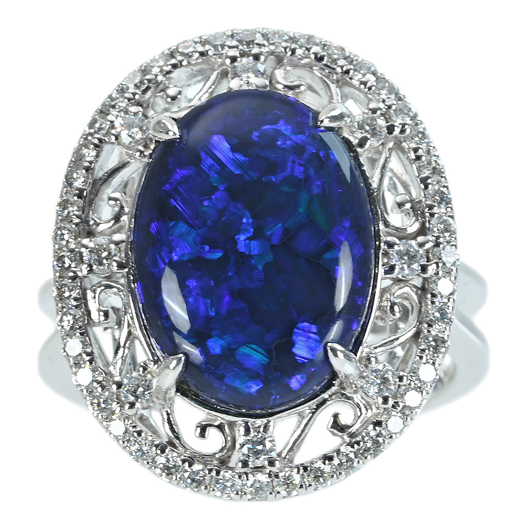 ブラックオパールリング K18WG BOP5.80ct D0.59ct - 画像 (2)