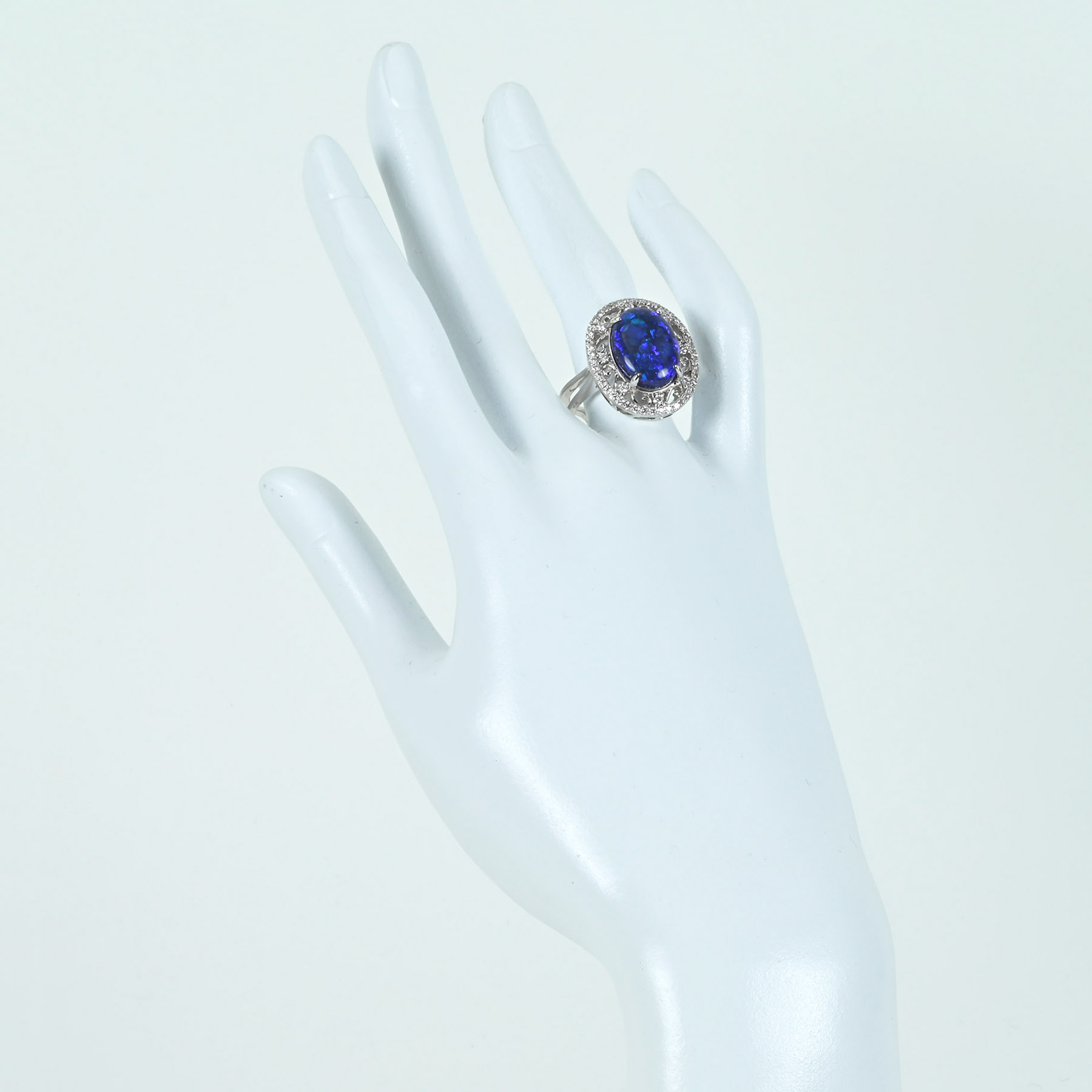 ブラックオパールリング K18WG BOP5.80ct D0.59ct - 画像 (6)