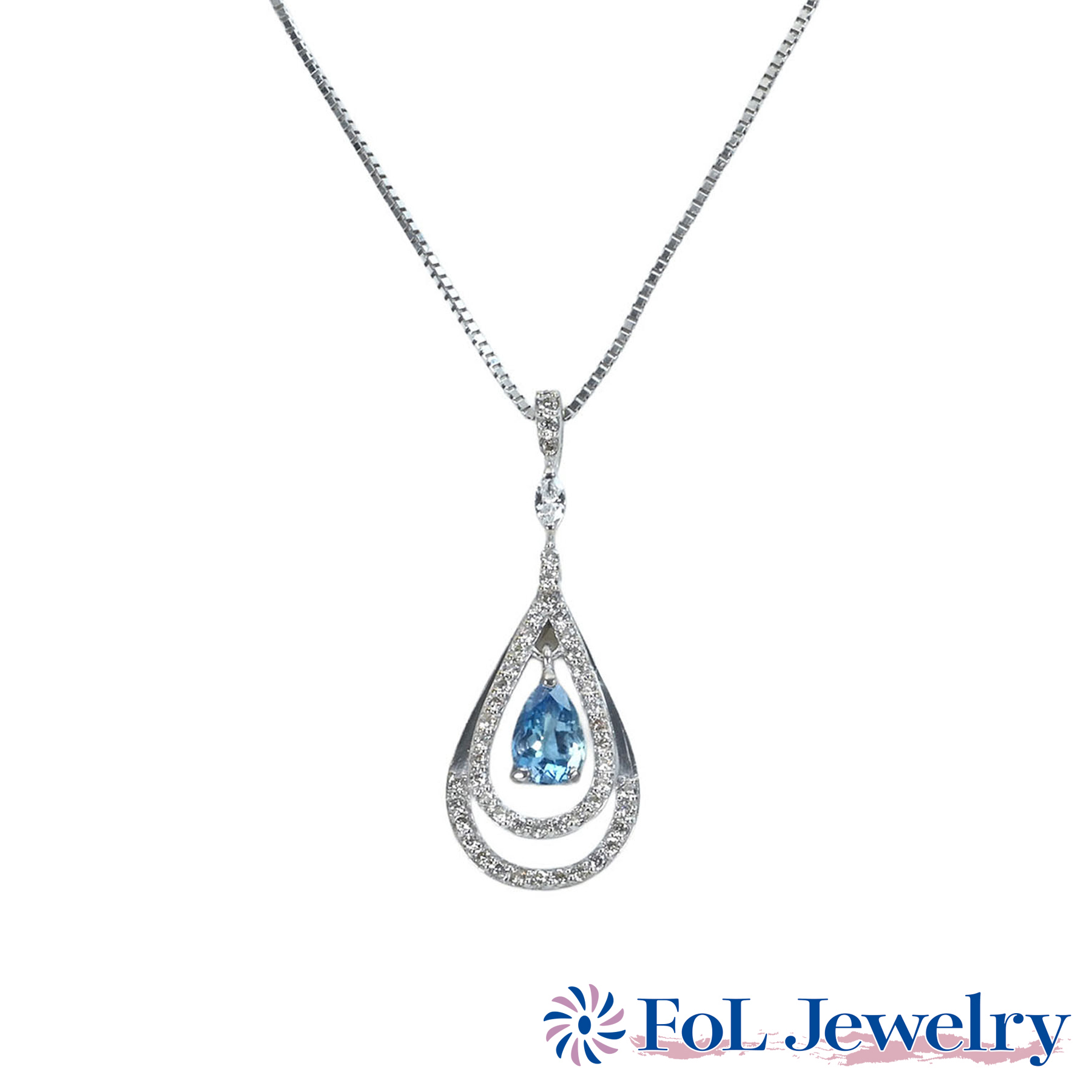 アクアマリンペンダント K18WG AQ0.54ct D0.37ct