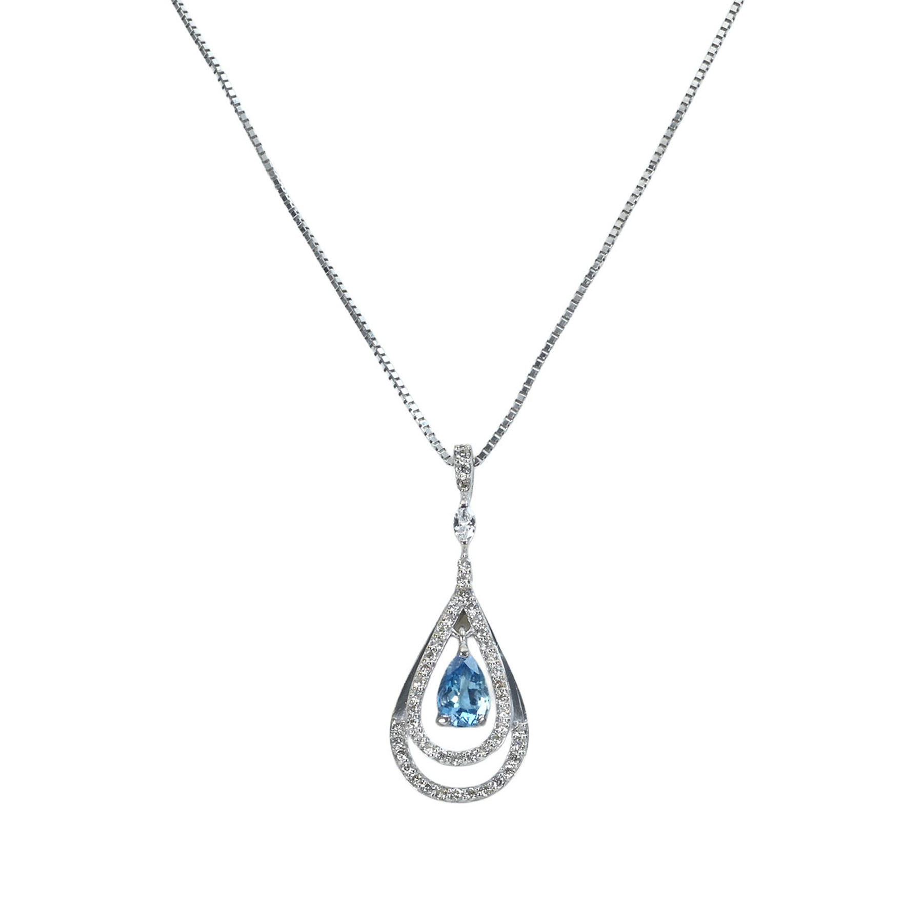 アクアマリンペンダント K18WG AQ0.54ct D0.37ct - 画像 (2)