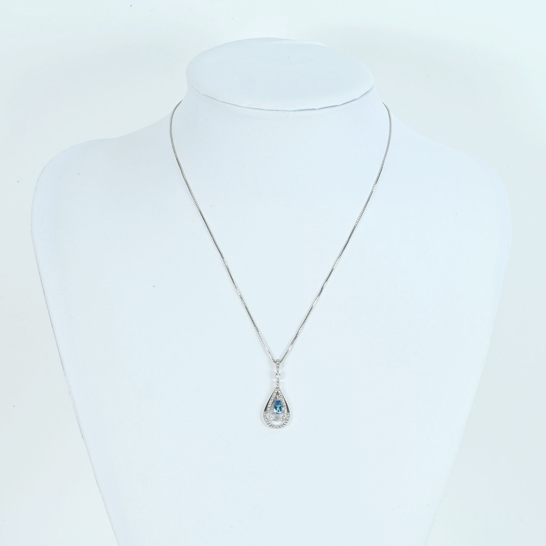 アクアマリンペンダント K18WG AQ0.54ct D0.37ct - 画像 (7)