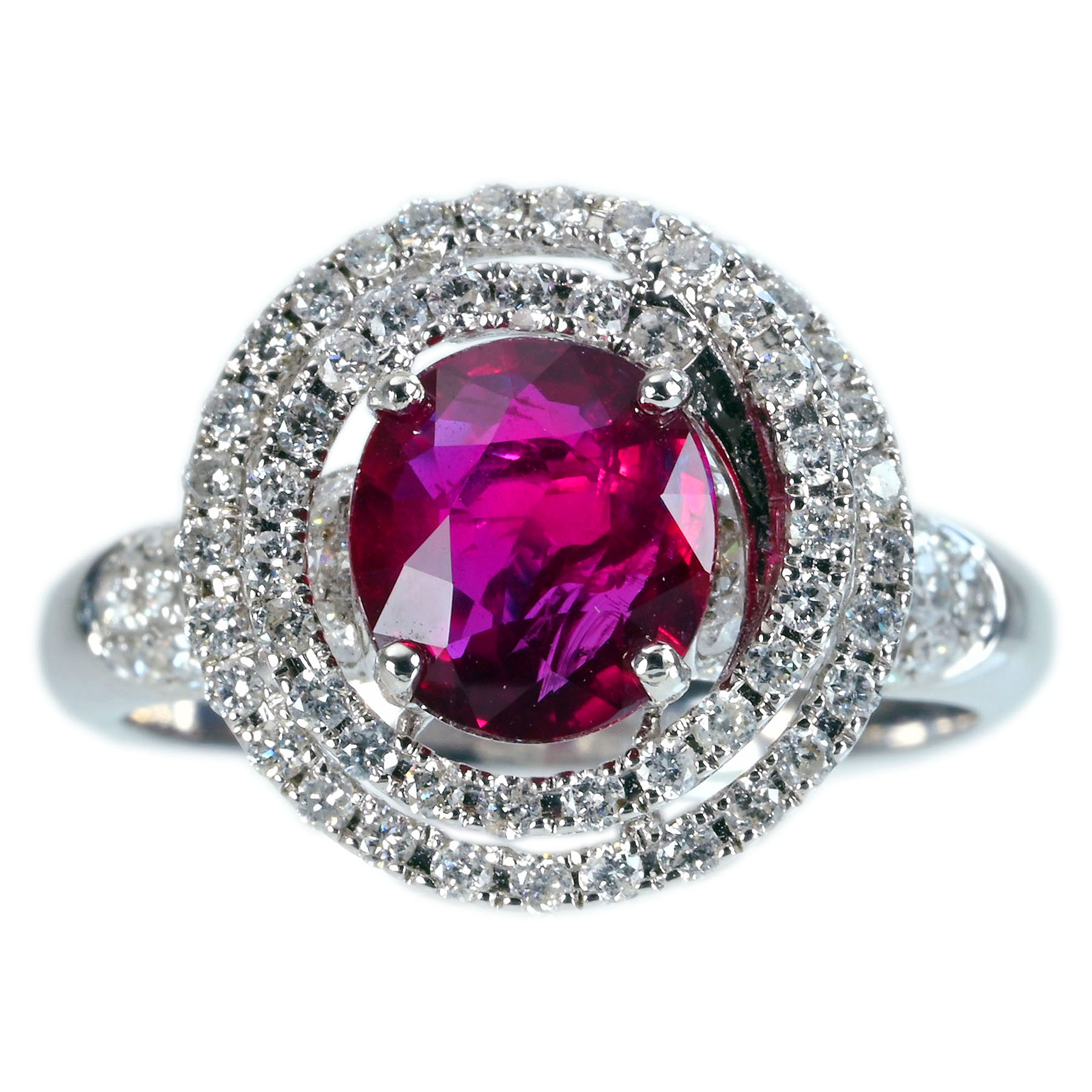マダガスカル産ルビーリング K18WG R2.02ct D0.75ct - 画像 (2)