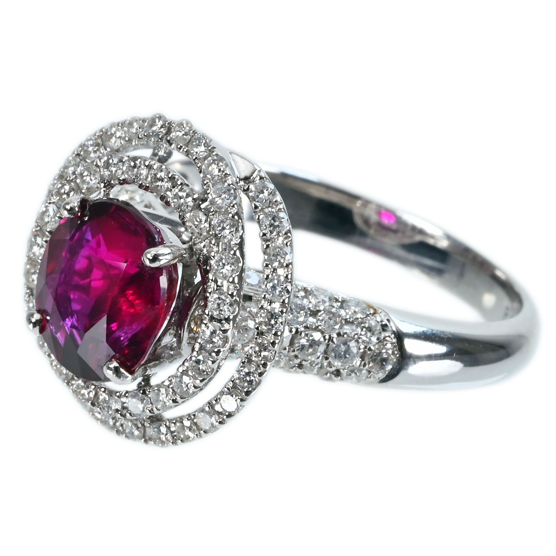 マダガスカル産ルビーリング K18WG R2.02ct D0.75ct - 画像 (3)