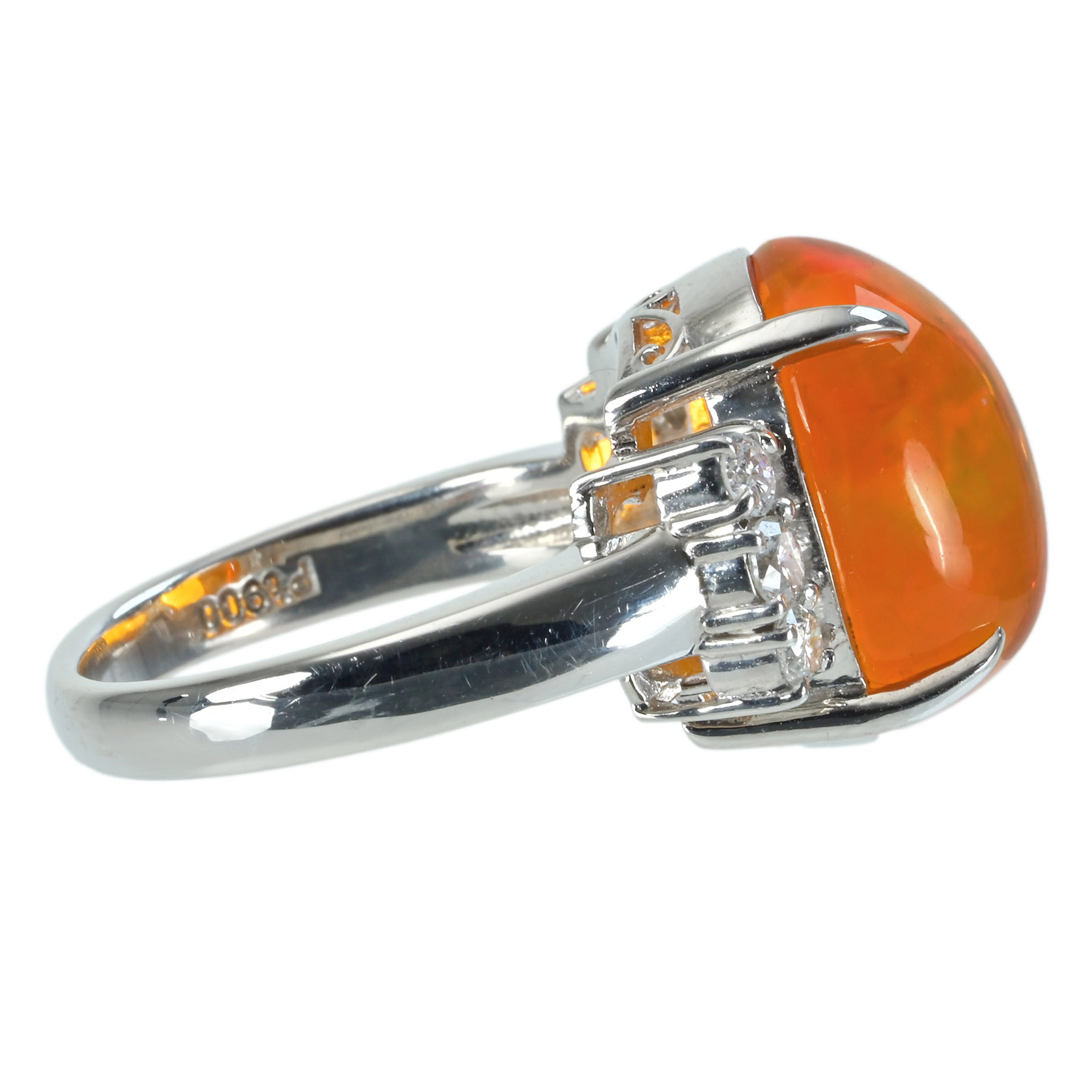 メキシコオパールリング PT900 MXOP5.71ct D0.31ct - 画像 (4)