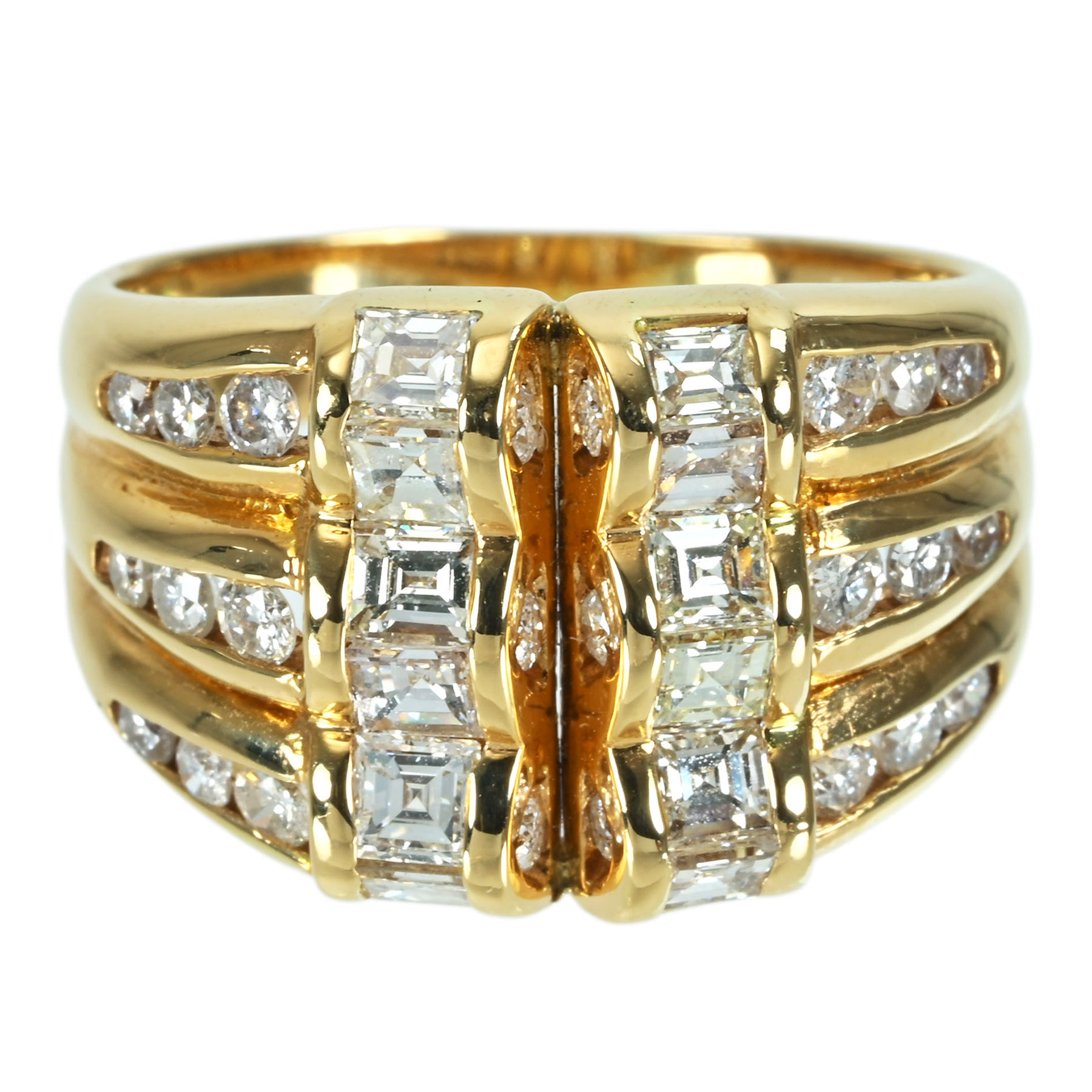 ダイヤモンドリング K18YG D1.04ct D0.53ct - 画像 (2)