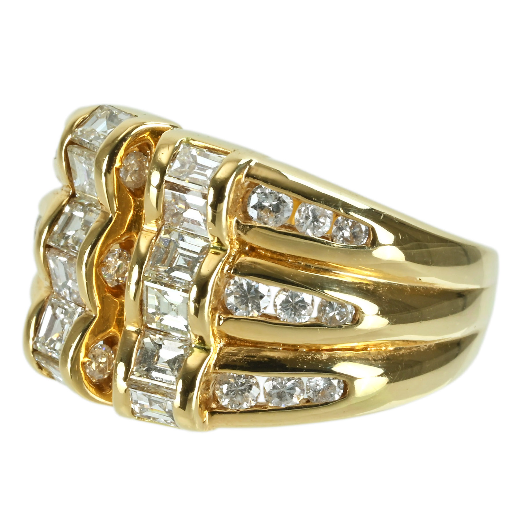 ダイヤモンドリング K18YG D1.04ct D0.53ct - 画像 (3)