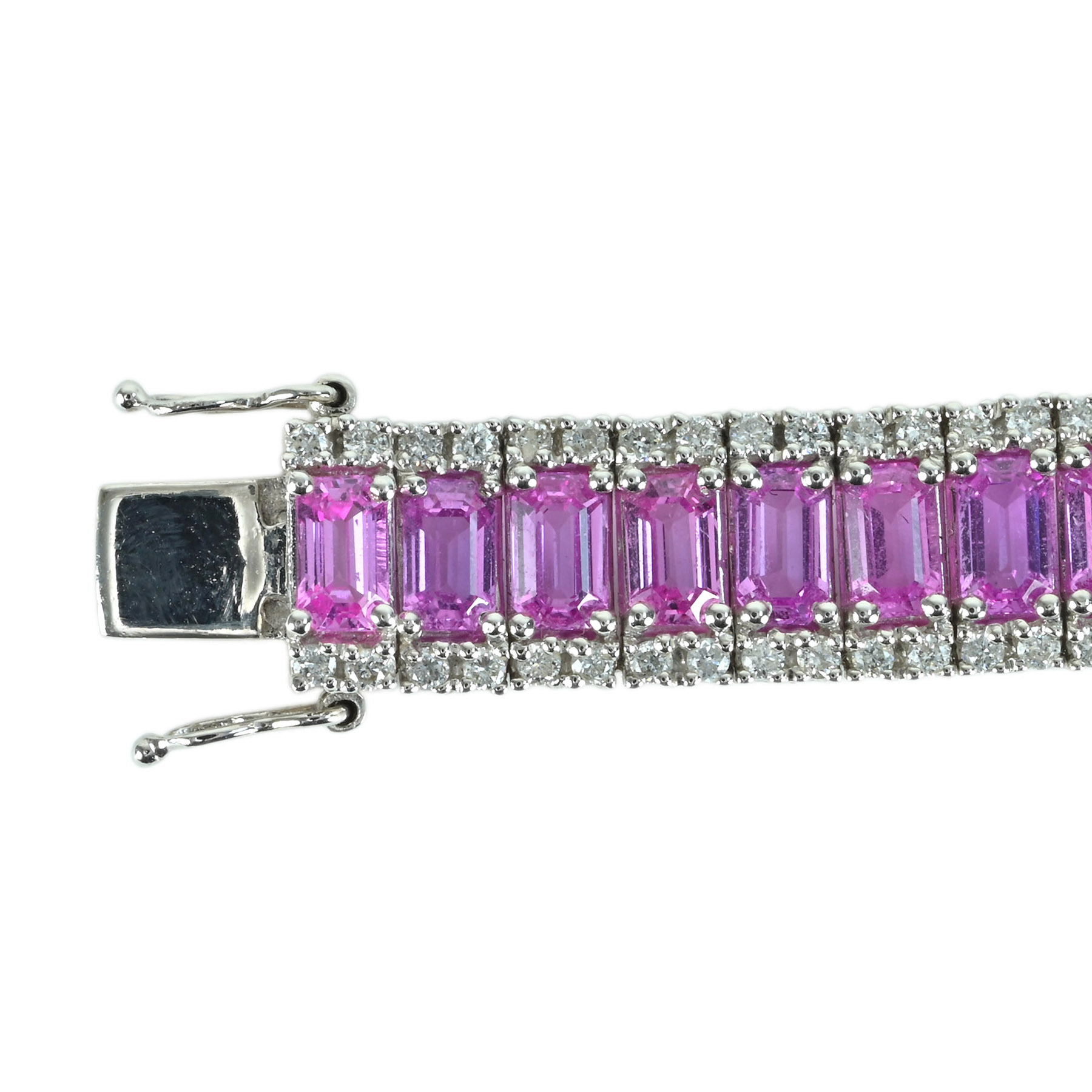ピンクサファイアブレスレット K18WG S-PK18.10ct D1.84ct - 画像 (4)