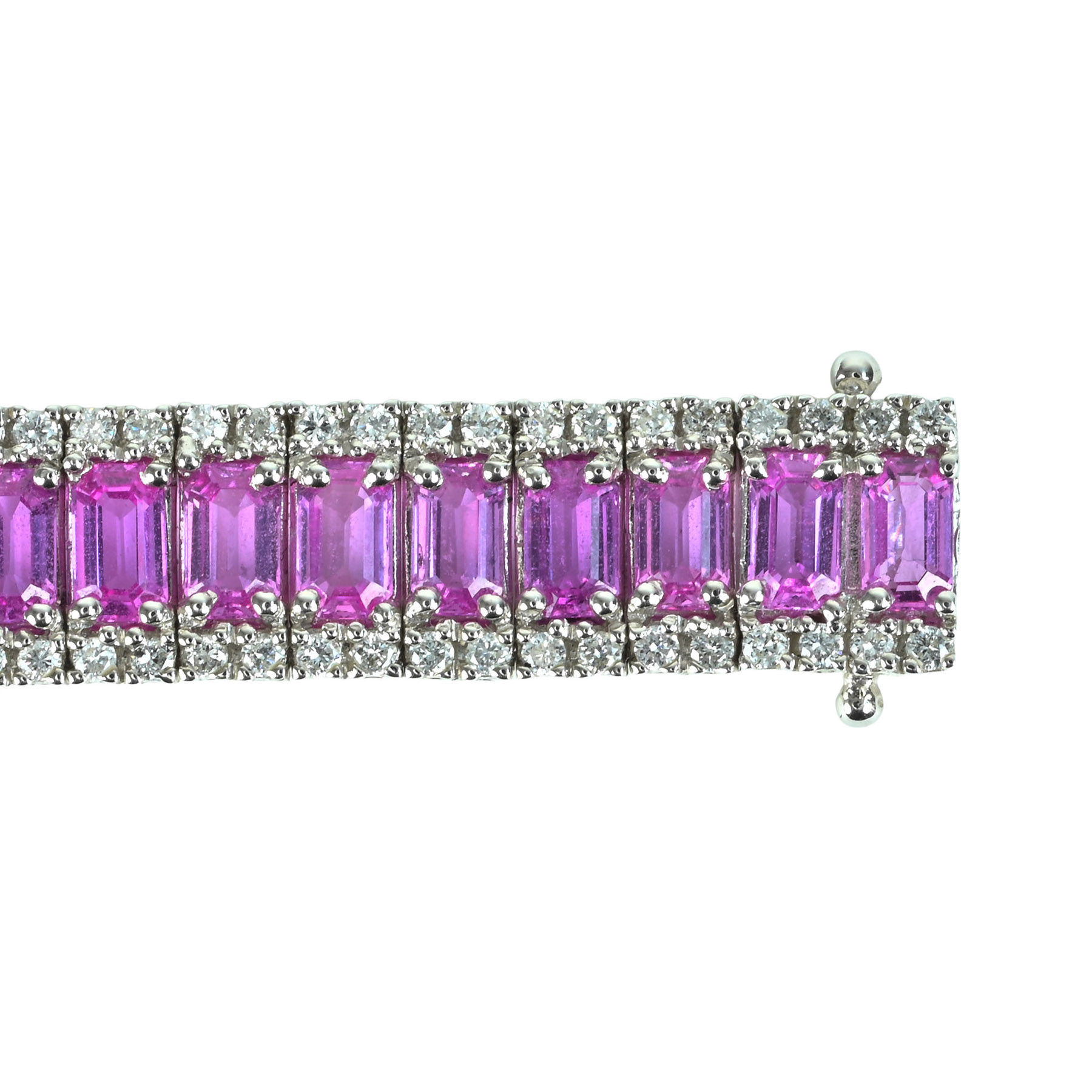 ピンクサファイアブレスレット K18WG S-PK18.10ct D1.84ct - 画像 (5)