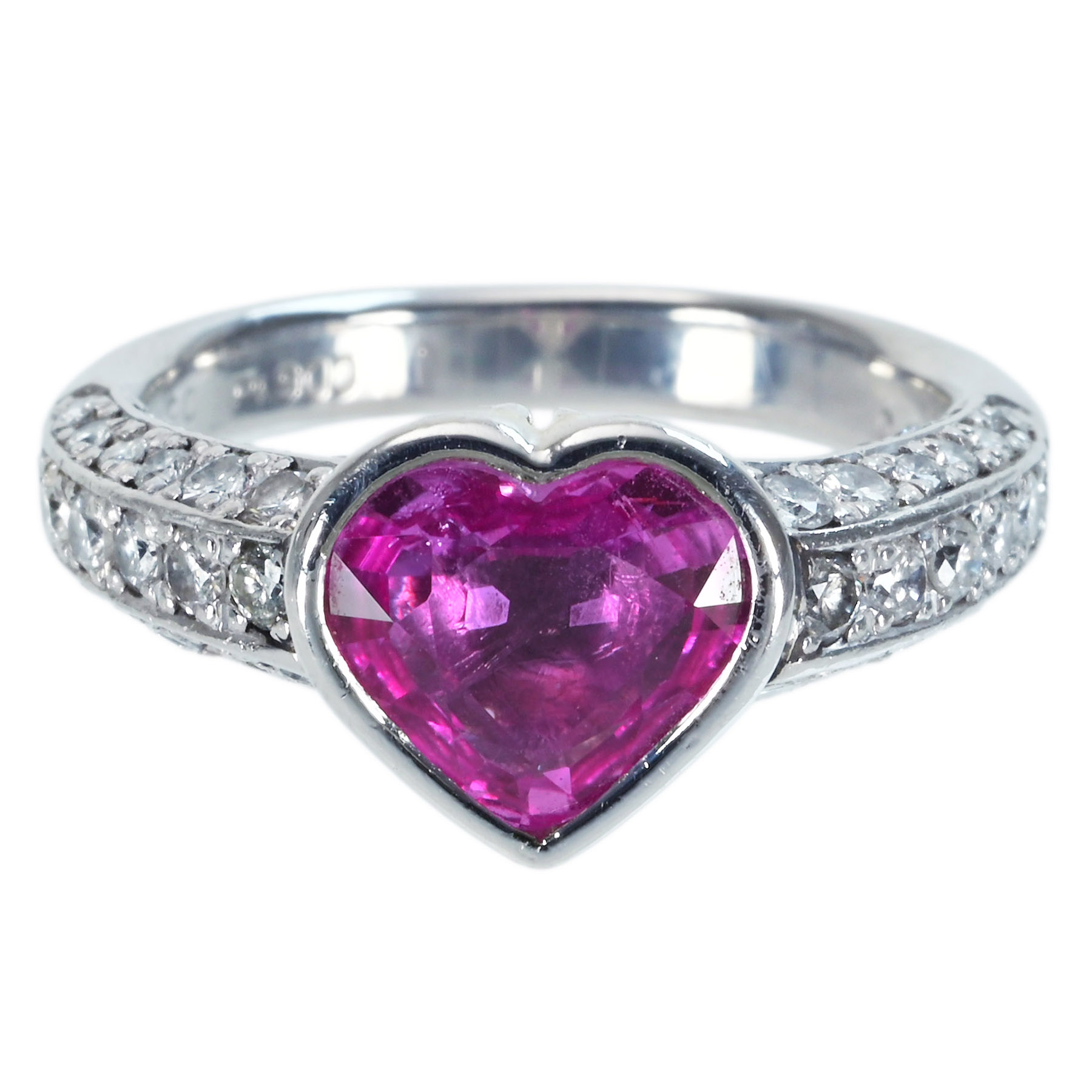 ピンクサファイアリング PT900 S-PK1.90ct D0.84ct - 画像 (2)