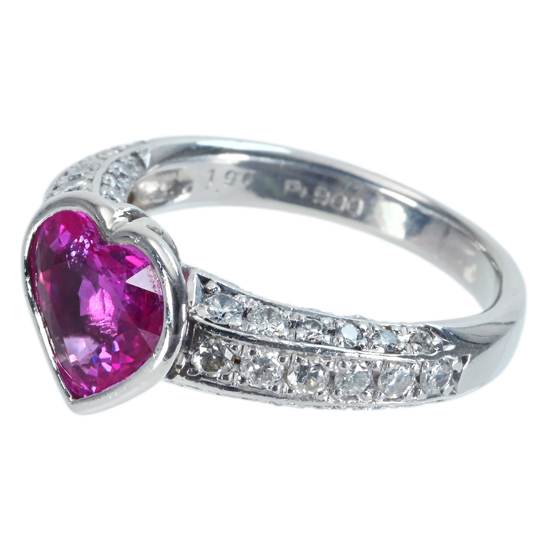 ピンクサファイアリング PT900 S-PK1.90ct D0.84ct - 画像 (3)