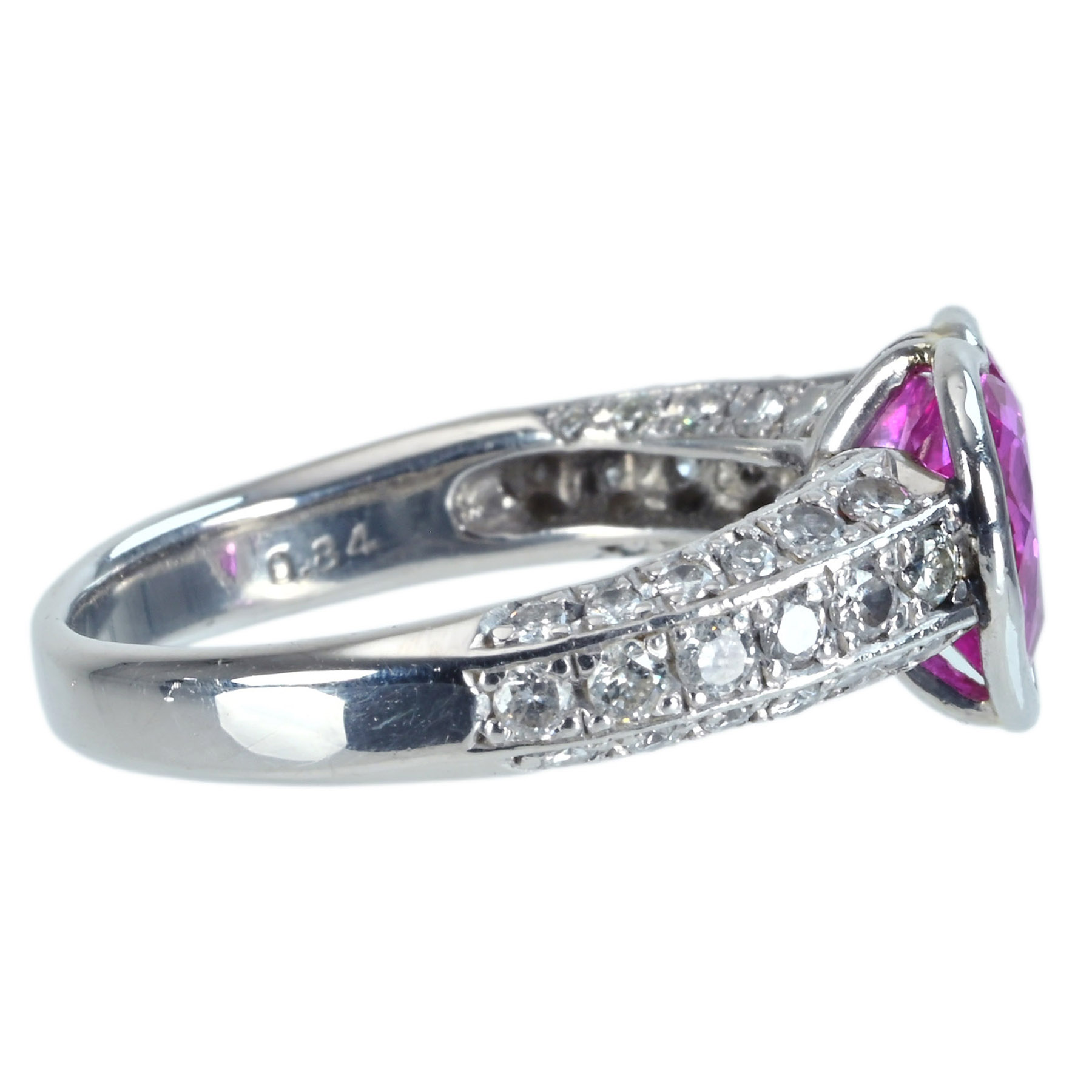 ピンクサファイアリング PT900 S-PK1.90ct D0.84ct - 画像 (4)