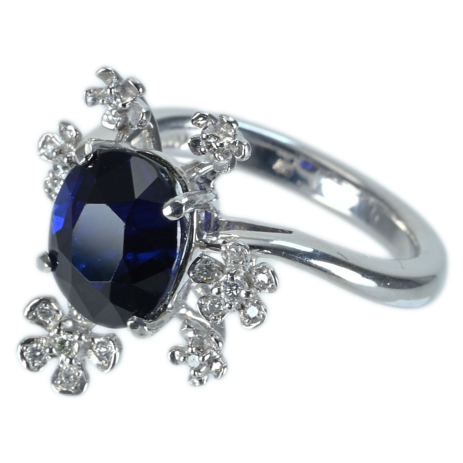 サファイアリング PT900 S4.132ct D0.15ct - 画像 (3)