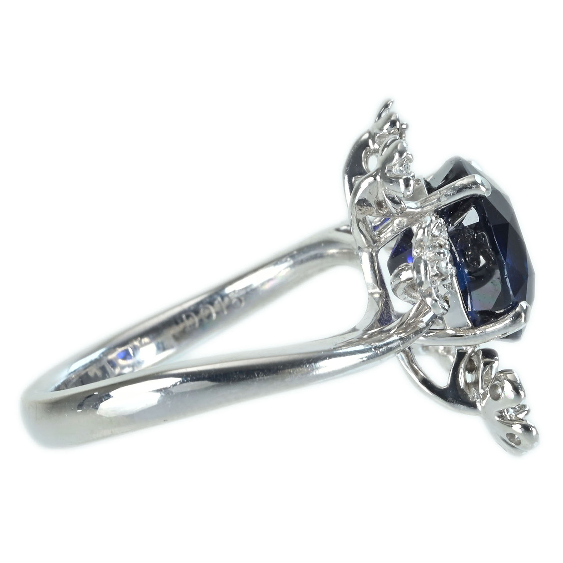 サファイアリング PT900 S4.132ct D0.15ct - 画像 (4)