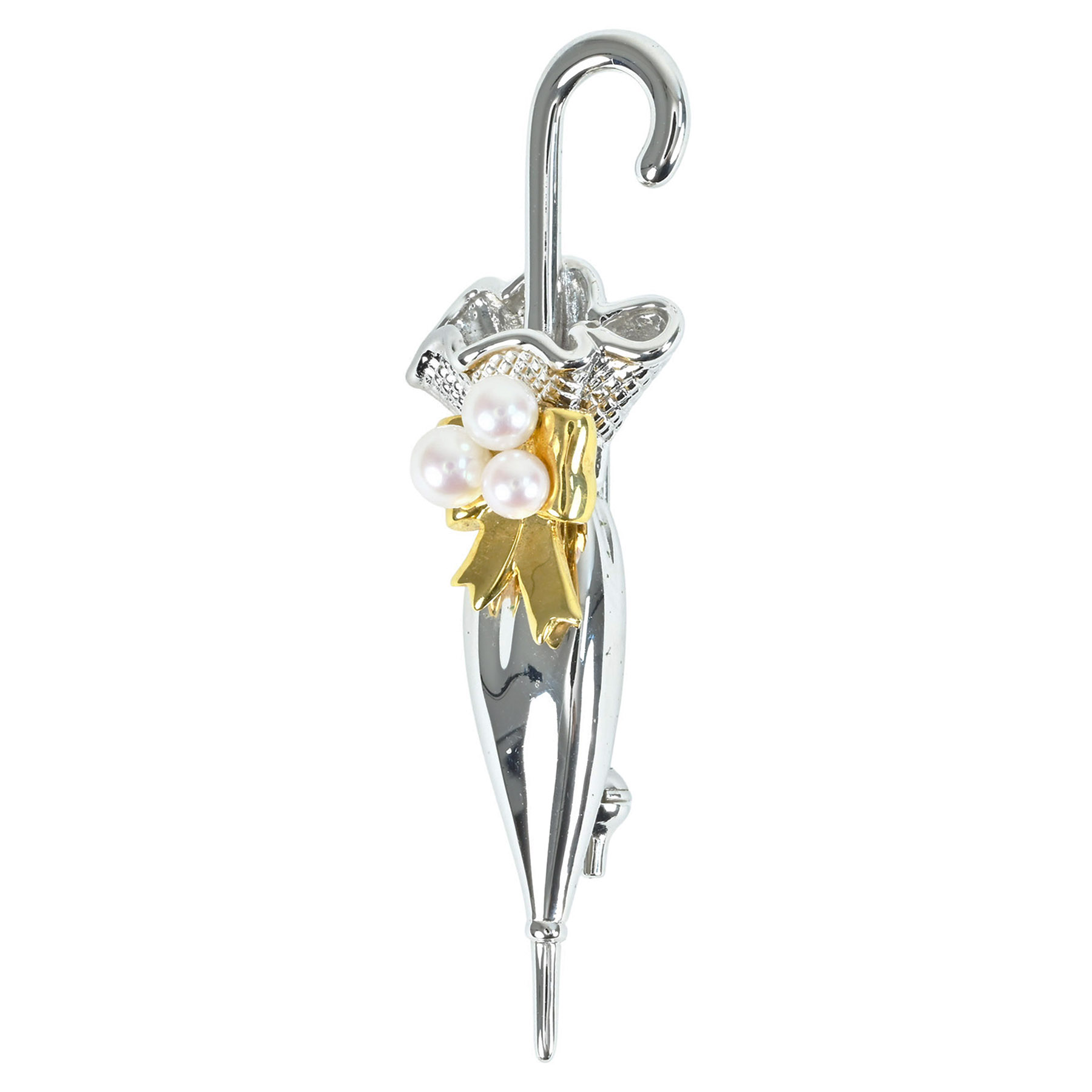 アコヤパールブローチ "MIKIMOTO" SV/K18YG P3.3-4.1mm - 画像 (2)