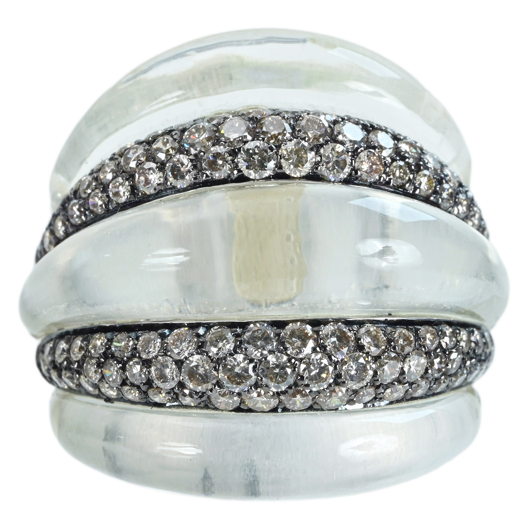 ブラウンダイヤモンドリング "DAMIANI" K18WG QUARTZ - 画像 (2)