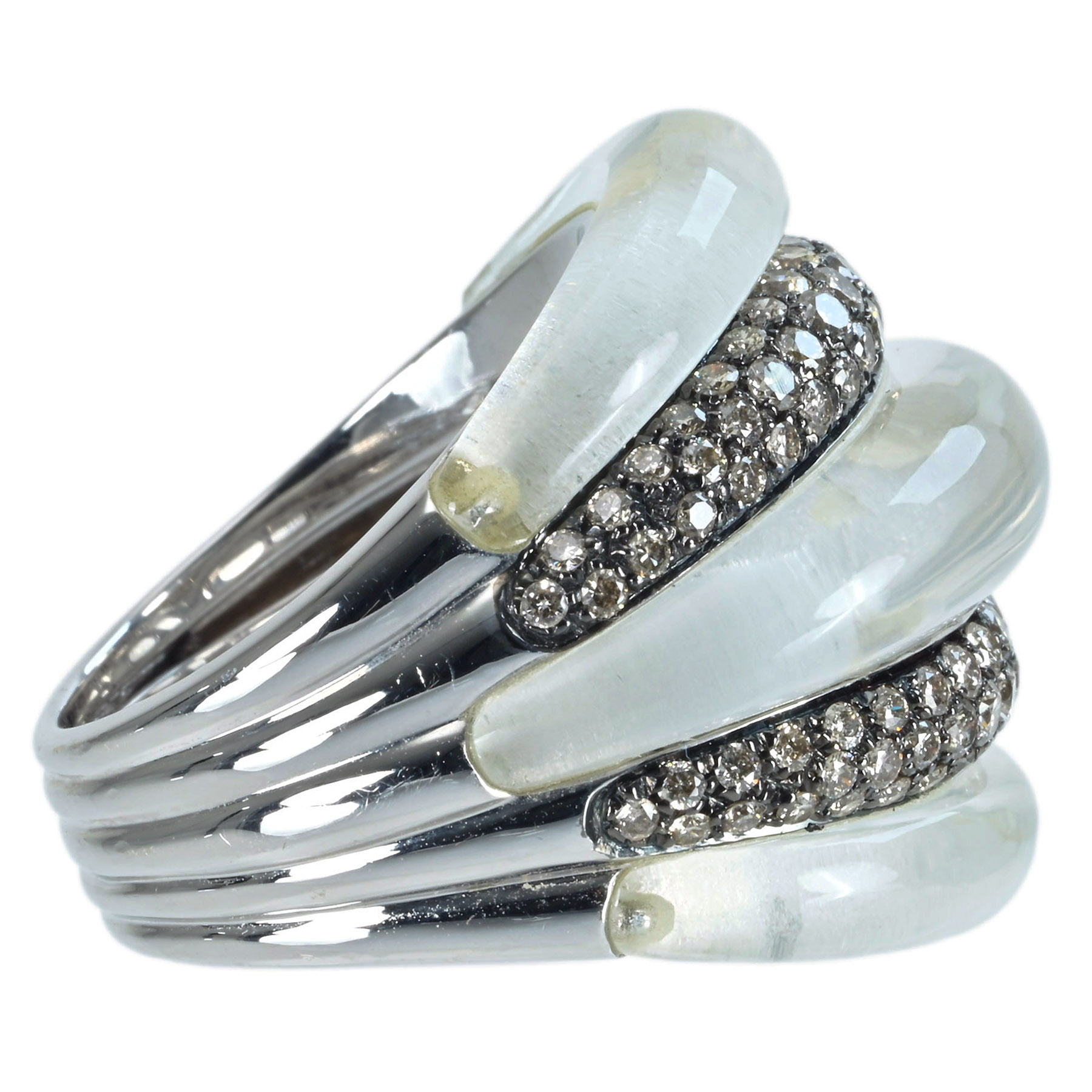 ブラウンダイヤモンドリング "DAMIANI" K18WG QUARTZ - 画像 (4)