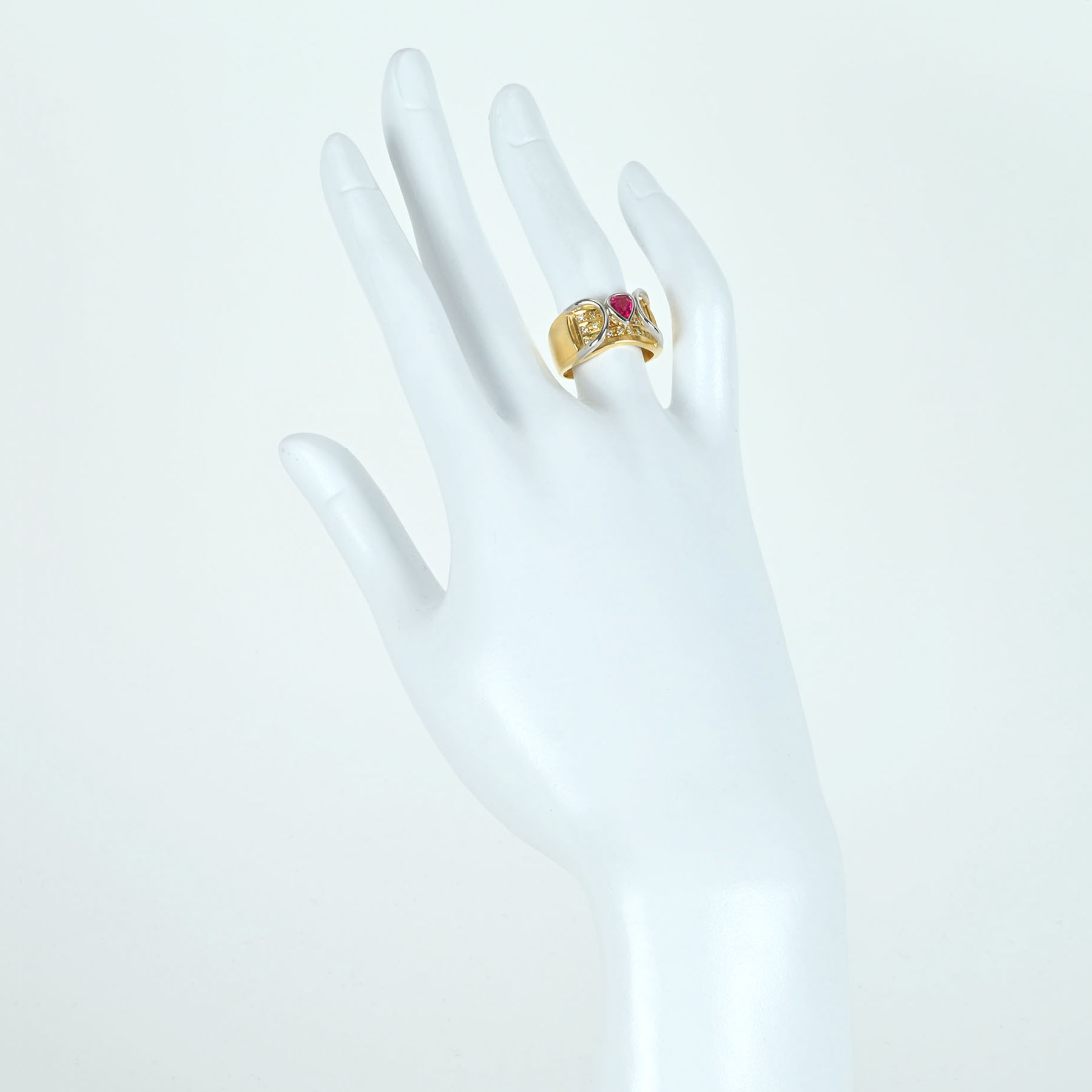 ルビーリング PT900/K18YG R0.55ct D0.15ct - 画像 (6)