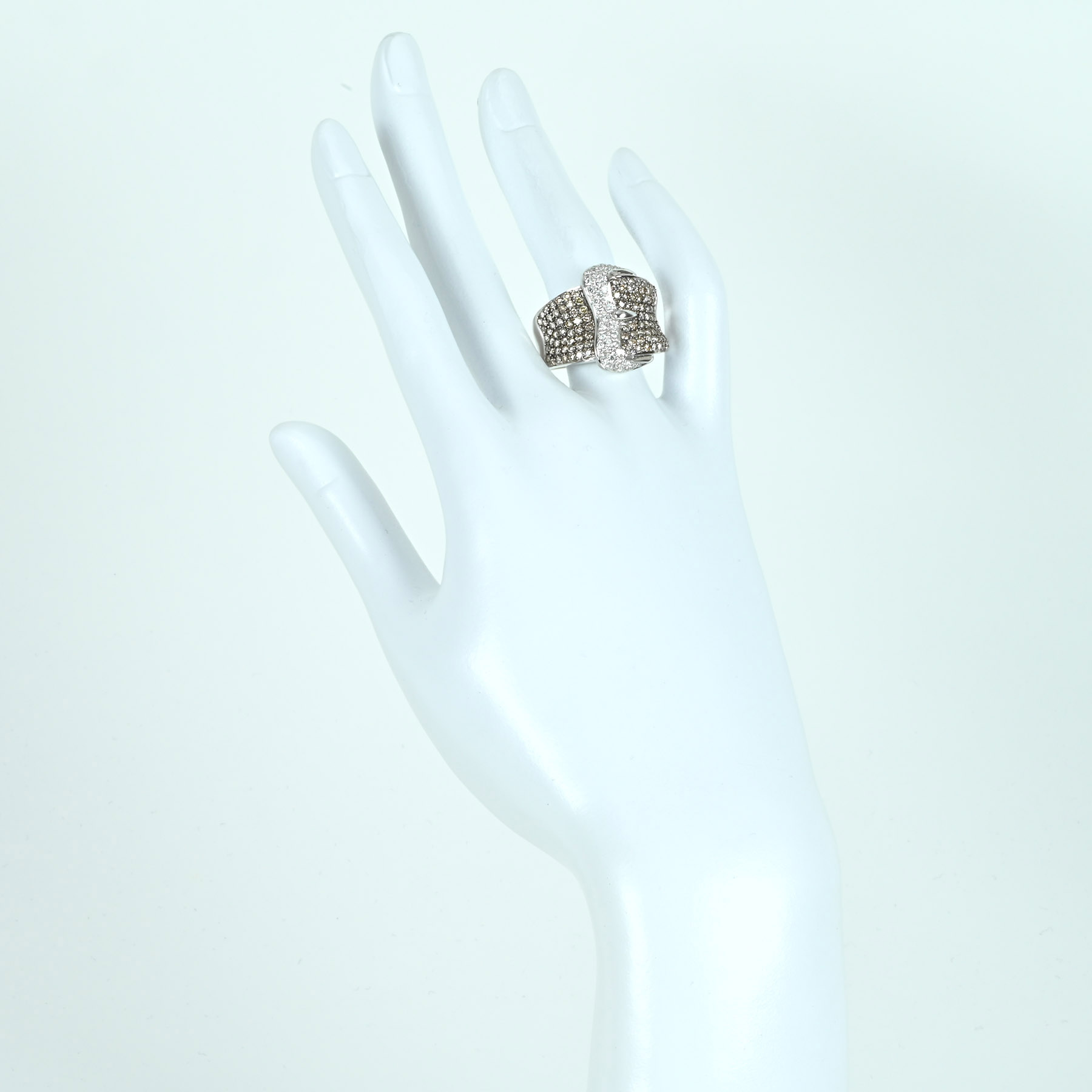 ブラウン&カラーレスダイヤモンドリング K18WG D1.77ct - 画像 (6)